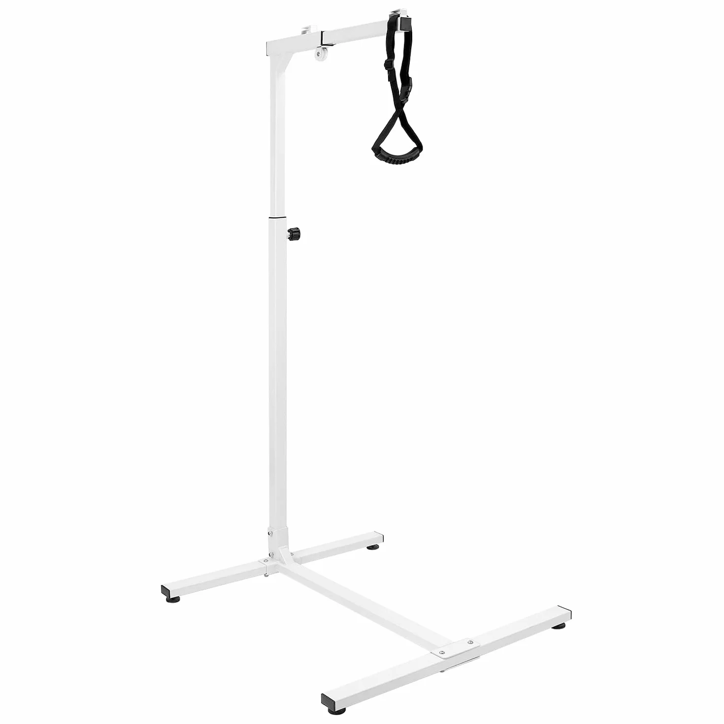 QWORK Szyba łóżka z trapezowym uchwytem wolnostojąca regulowana wysokość 130–175 cm maks. obciążenie 100 kg