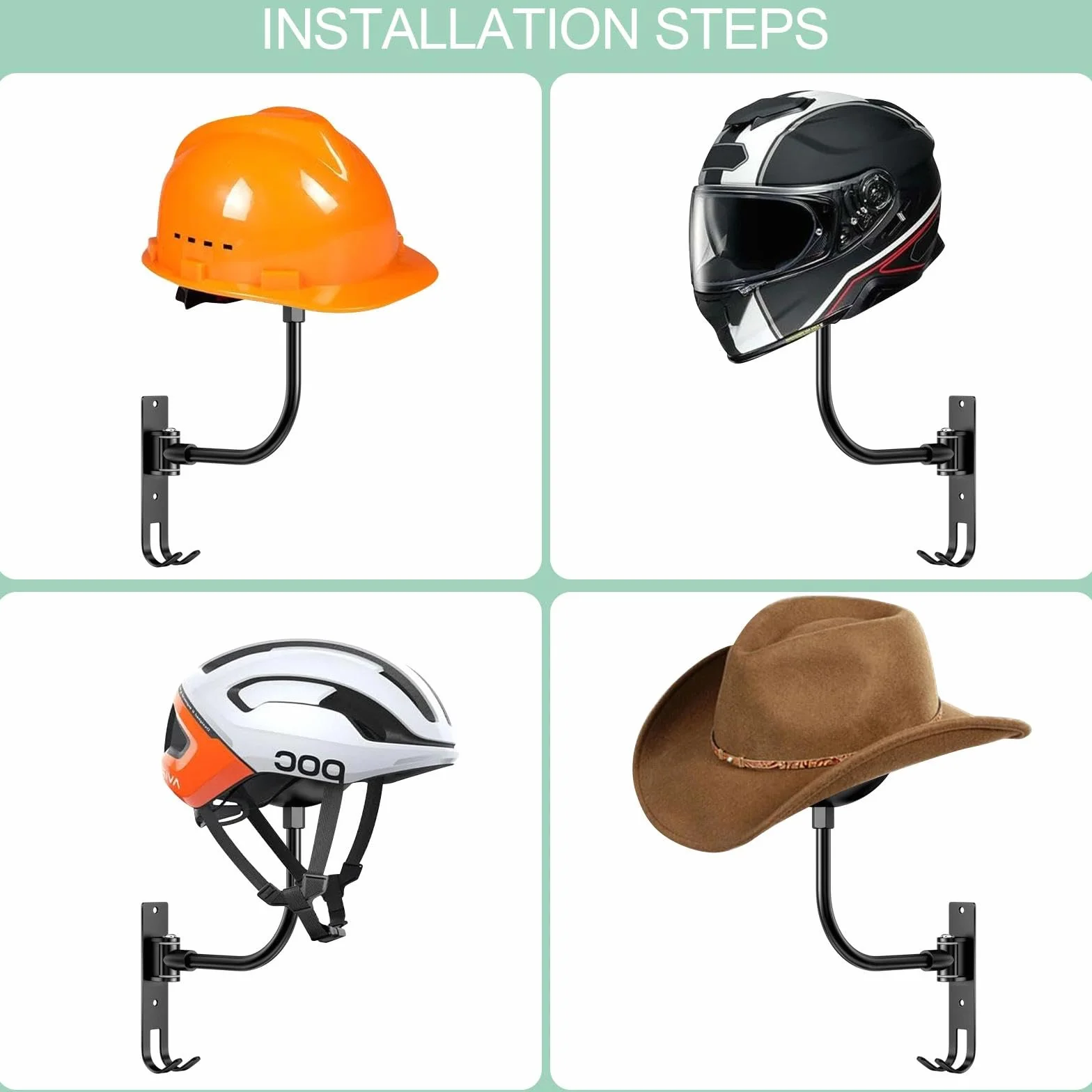2 sztuki Uchwyt ścienny na kask motocyklowy, Uchwyt na kask motocyklowy