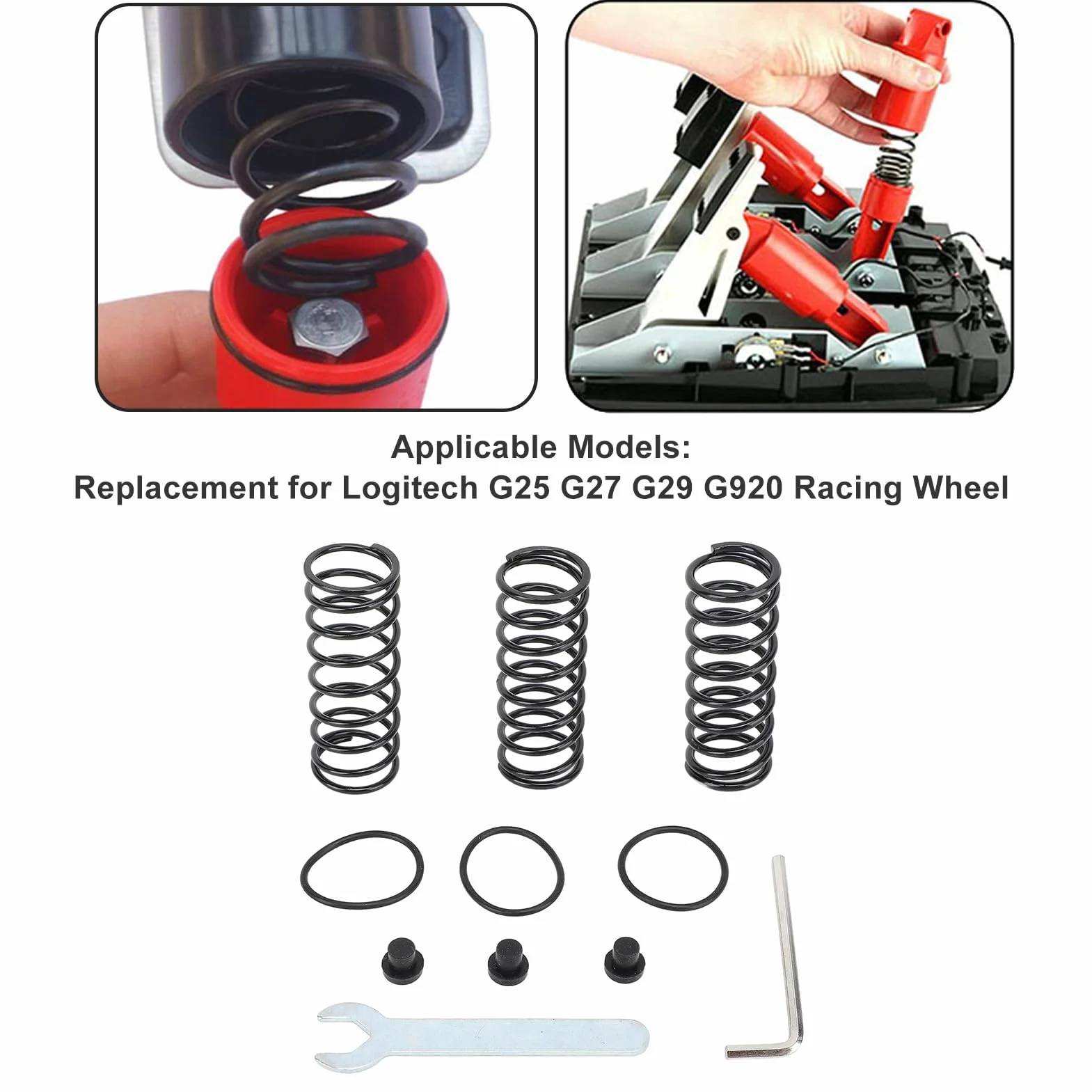 KIMISS Zestaw Sprężyn Powrotnych Podpórki Motocyklowej Metalowa Czarna do Logitech G25 G27 G29 G920 Racing Wheel Pedał Hamulca