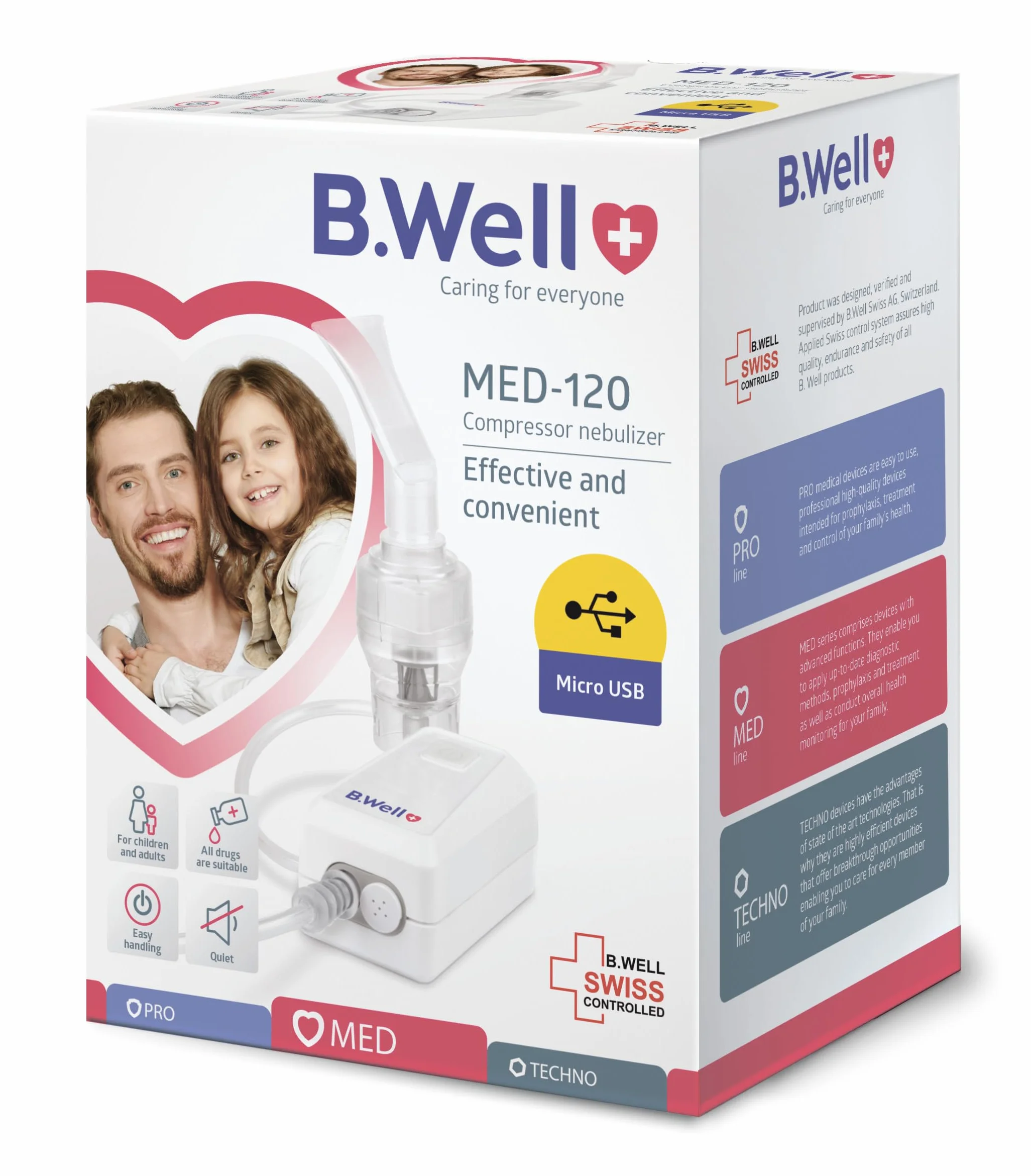 B.Well Inhalator Nebulizator Tłokowy 44 dB 100x54x51 mm z Maskami
