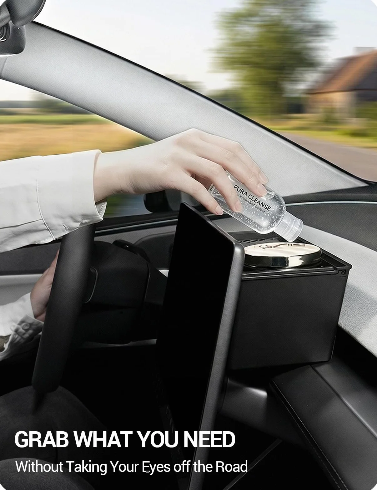 BASENOR Skrytka Pod Ekranem Dla 2026 Tesla Model Y Model 3, Ukryty Organizator Deski Rozdzielczej Z Pokrywą Chroniącą Prywatność, Niepoślizgowy Holder Dla 2025 Model Y Juniper 2024-2026 Model 3