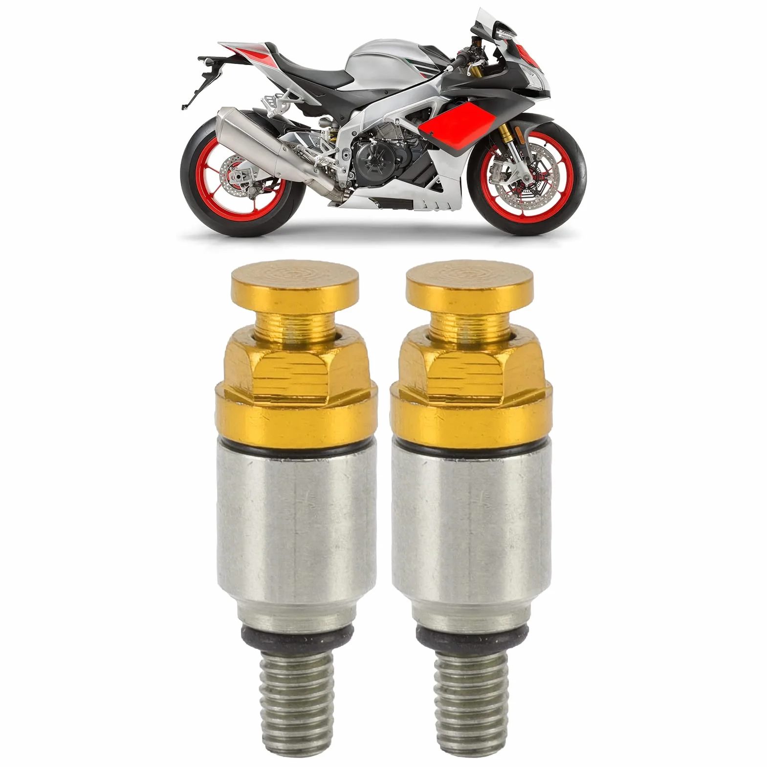 Zawór Nadmiarowy Odpowietrznika Widelca, 2 Szt. M5x0.8 ze Stopu Aluminium Widelec Odpowietrznik Powietrza Wymiana Zaworu Nadmiarowego dla CRF150R CR125R CR250R CRF250R(Żółty)