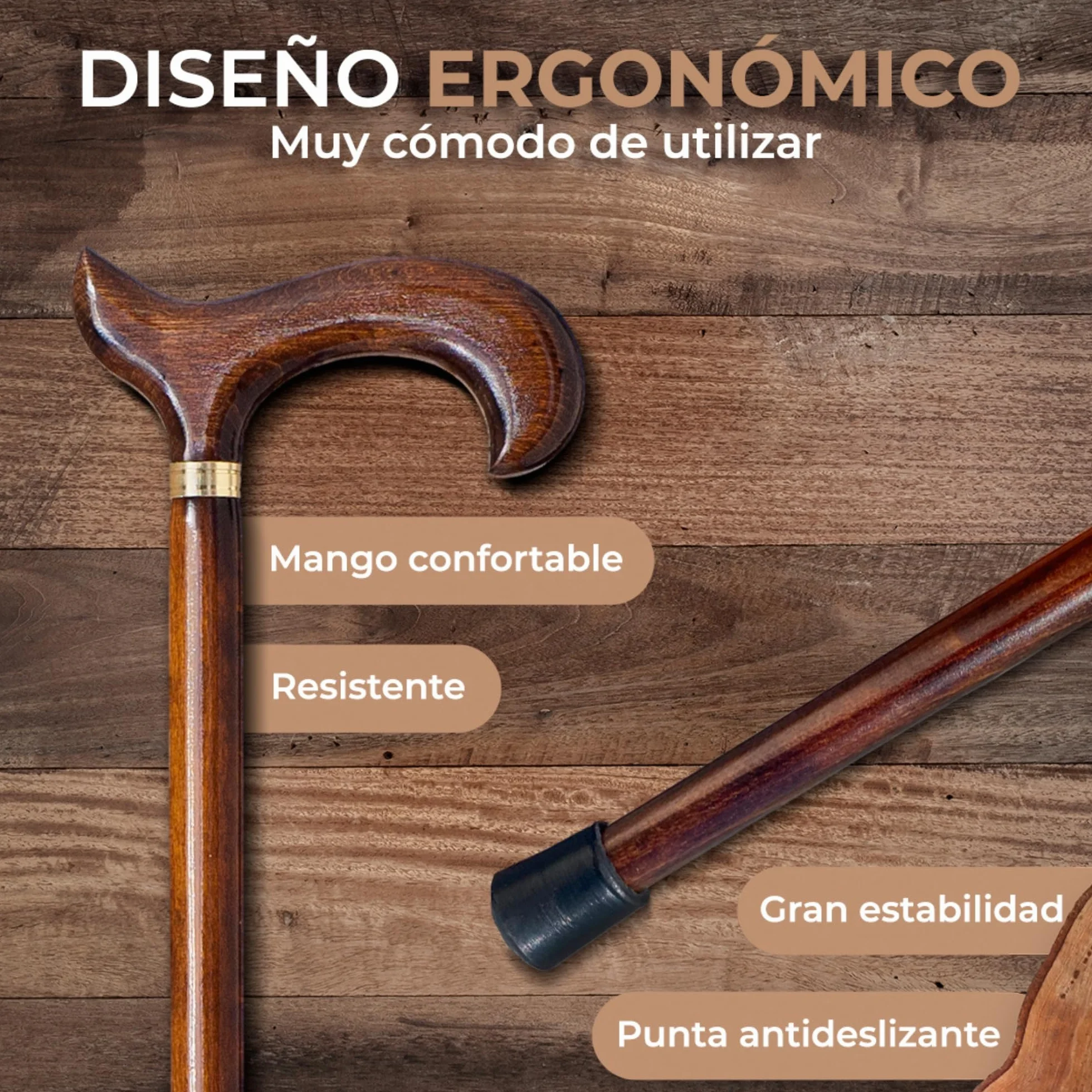 Elegancka laska dla seniorów z ciemnobrązowego drewna 92 cm
