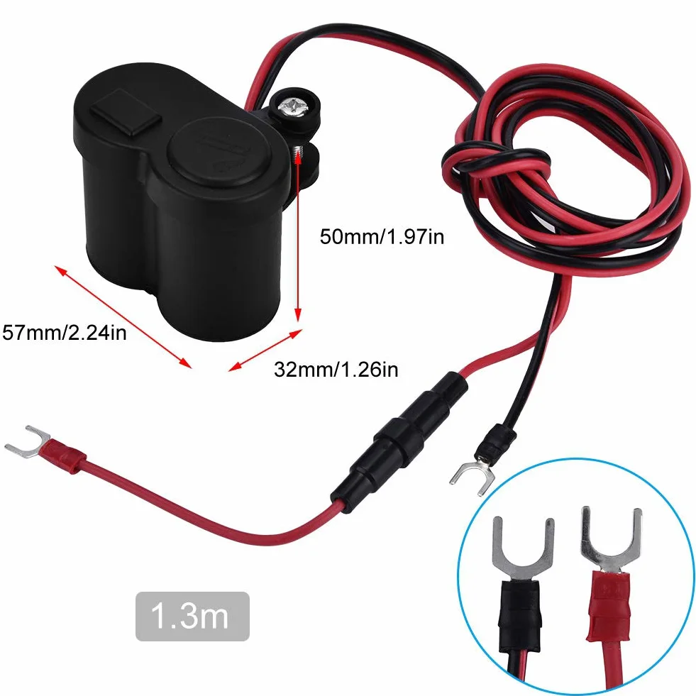 Cryfokt 12-24 V Gniazdo Zapalniczki Motocyklowej Ładowarka USB Wysoki Prąd Wyjściowy do Telefonów Wodoodporna Obudowa Nadaje się do Samochodów, Motocykli Materiał ABS