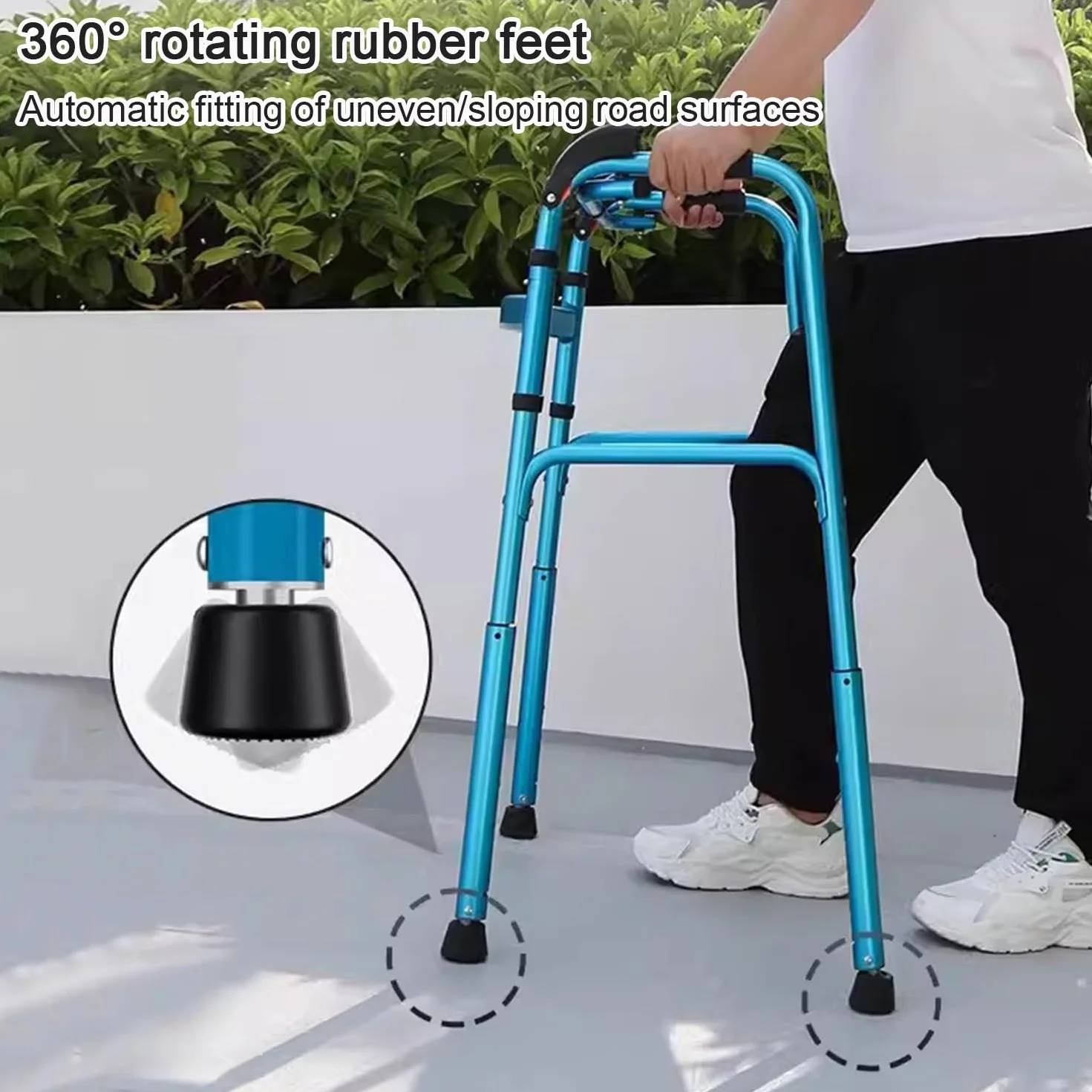 Aluminium Foldable Walking Frame Stair Climbing Aid Adjustable Height