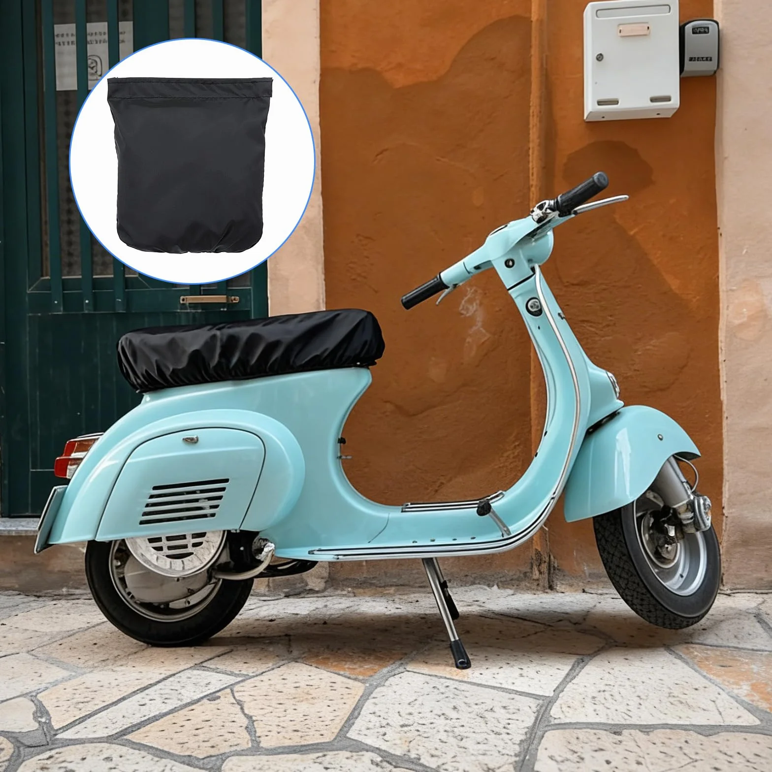 Uniwersalny pokrowiec na fotel motocyklowy, wodoodporny pokrowiec na siedzenie z gumową taśmą Moto Roller (czarny, XL)