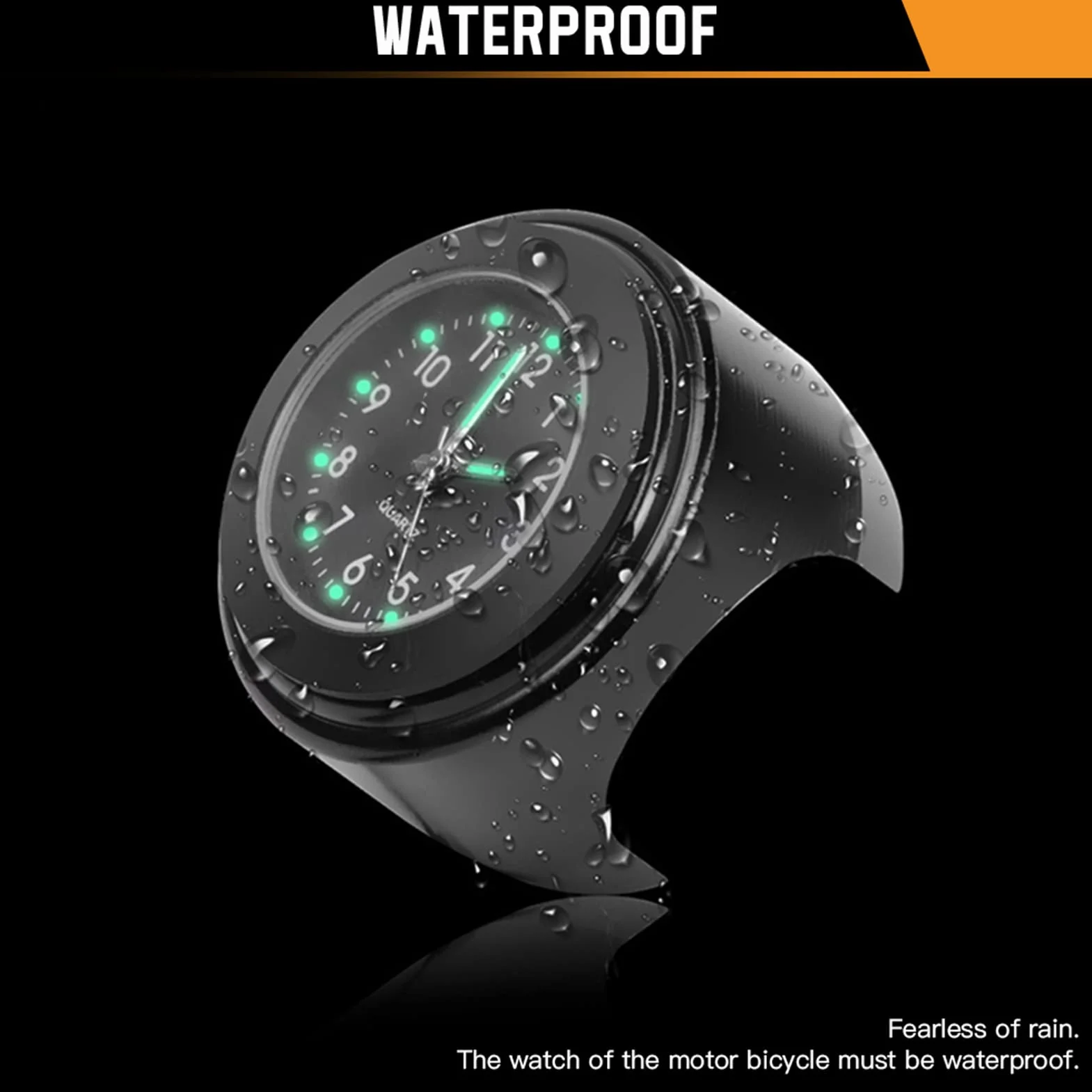 Shkalacar Zegarek na kierownicę motocykl i rower wodoodporny zamiennik 22mm-25.4mm czarna obudowa czarna tarcza