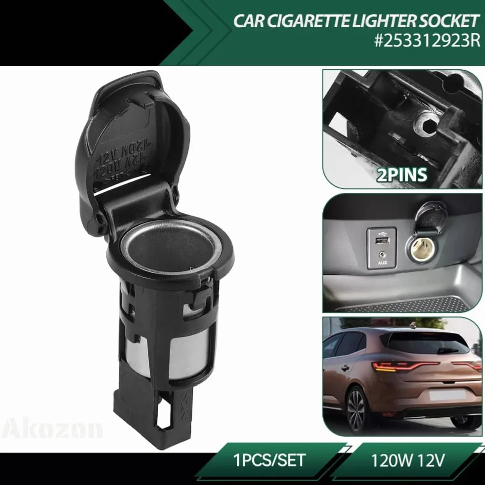 Samochodowe Gniazdo Zasilania, Akozon 253312923R Zapalniczka Samochodowa 12V 120W Gniazdo Zapalniczki Samochodowej dla dla Koleos dla Dacii