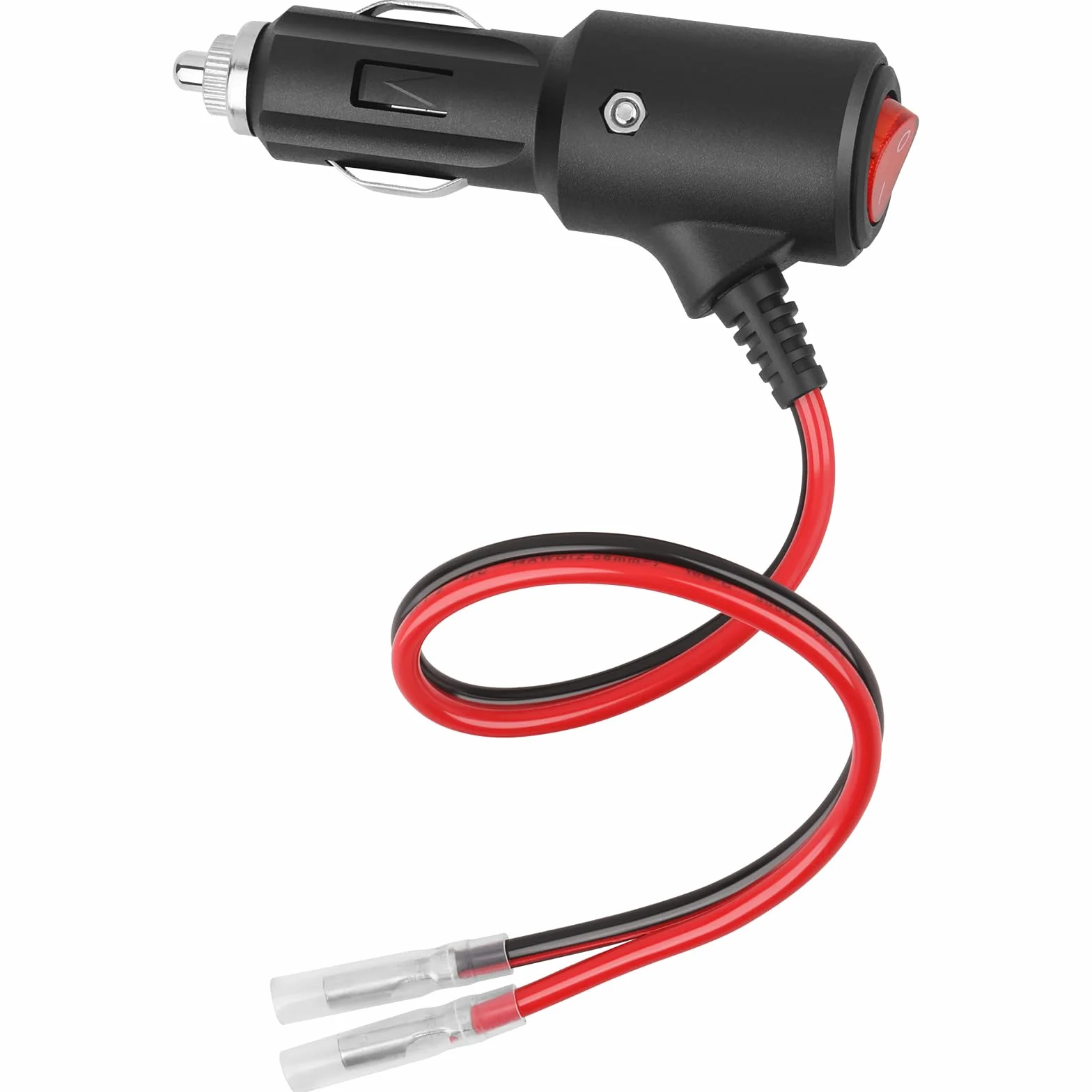 Wtyczka do zapalniczki samochodowej z przełącznikiem Kabel przedłużający 12-24 V Uniwersalna wtyczka z kablem 14 AWG 30 cm 20 A do połączenia zasilania DC w samochodach, łodziach itp.