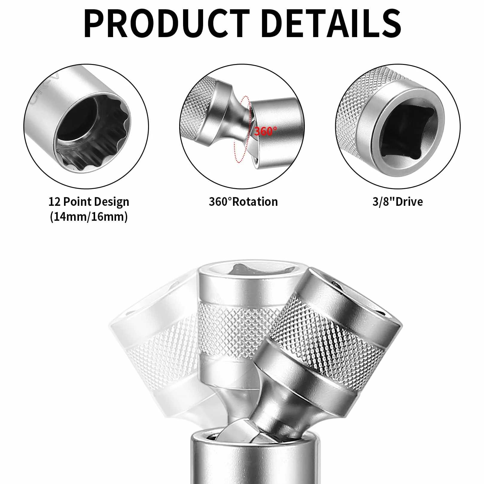 Klucz do Iskier 14mm 16mm, 2 Sztuki Uniwersalny Elastyczny Zestaw Kluczy do Iskier, Magnetyczny Klucz do Iskier Samochodowy, 12-Kątny Magnetyczny Usuwacz Iskier Narzędzie do Samochodów KFZ