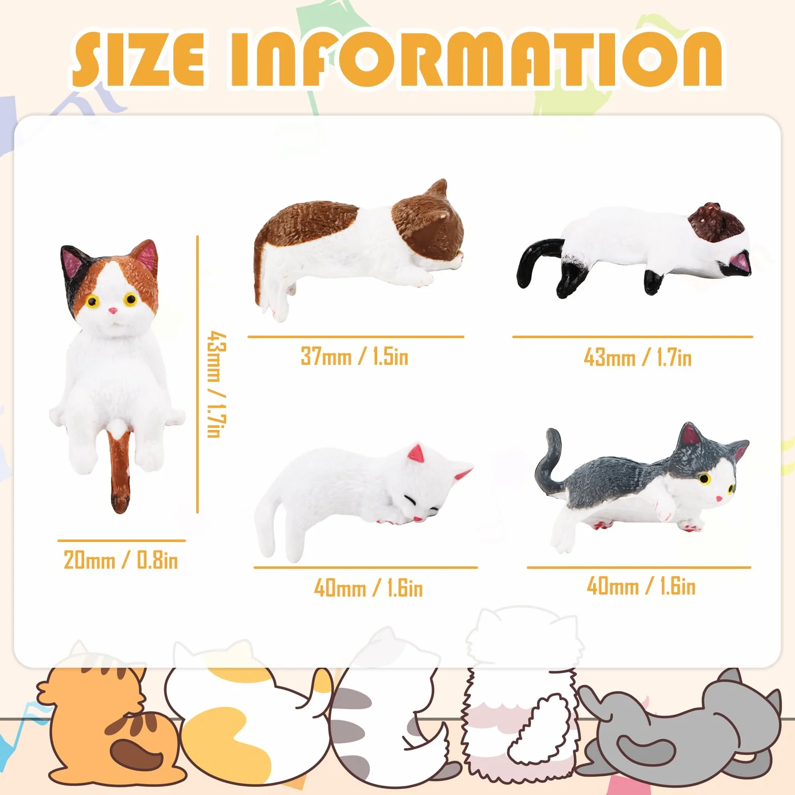 5 sztuk uroczych mini figurek kotów, dekoracja wnętrza samochodu, urocze akcesoria samochodowe, lusterko wsteczne, figurka kota