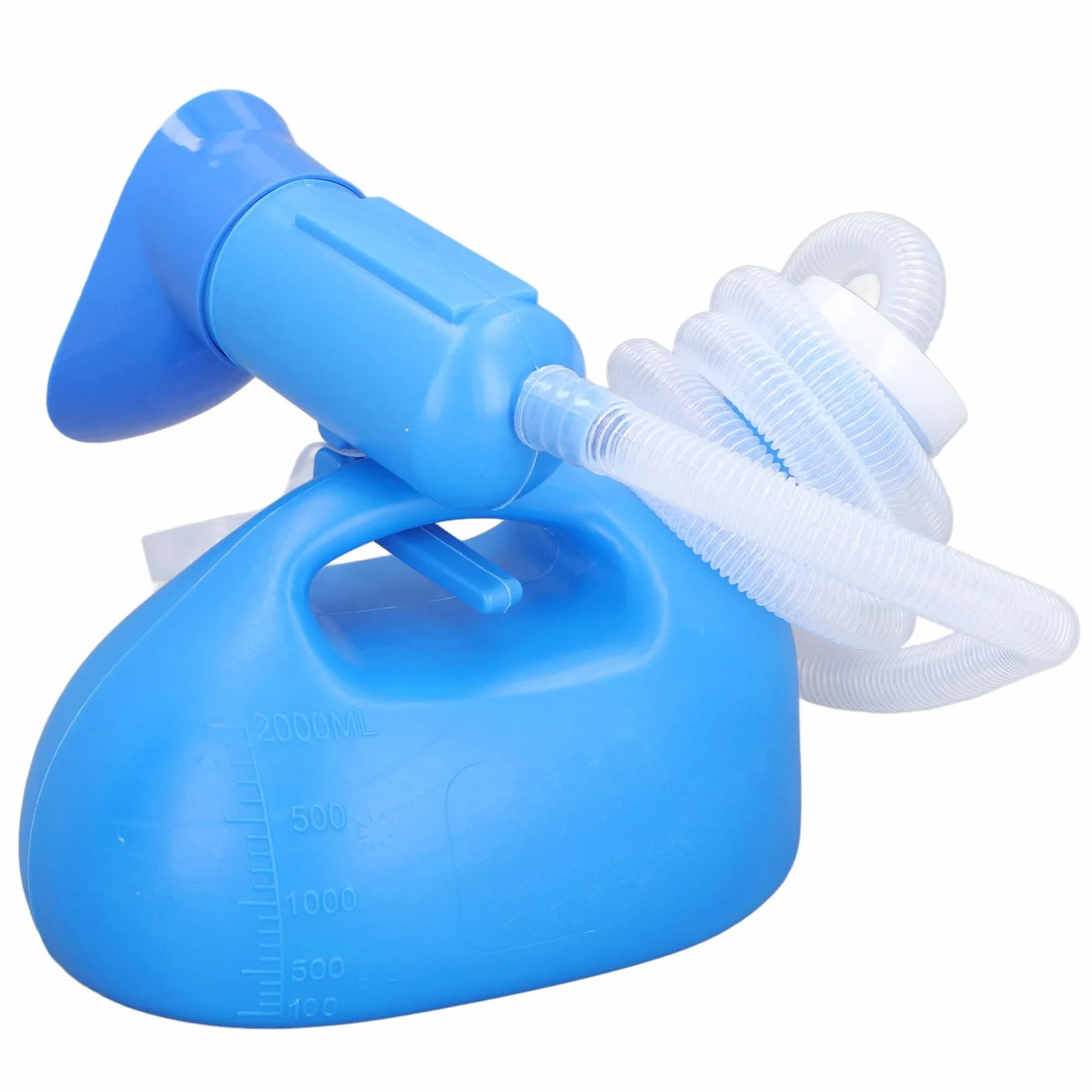 Męska Butelka na Mocz 2000 Ml z Dużym Otworem, Mocna Plastikowa z Długim Wężem, do Szpitala Podróży (BLUE)