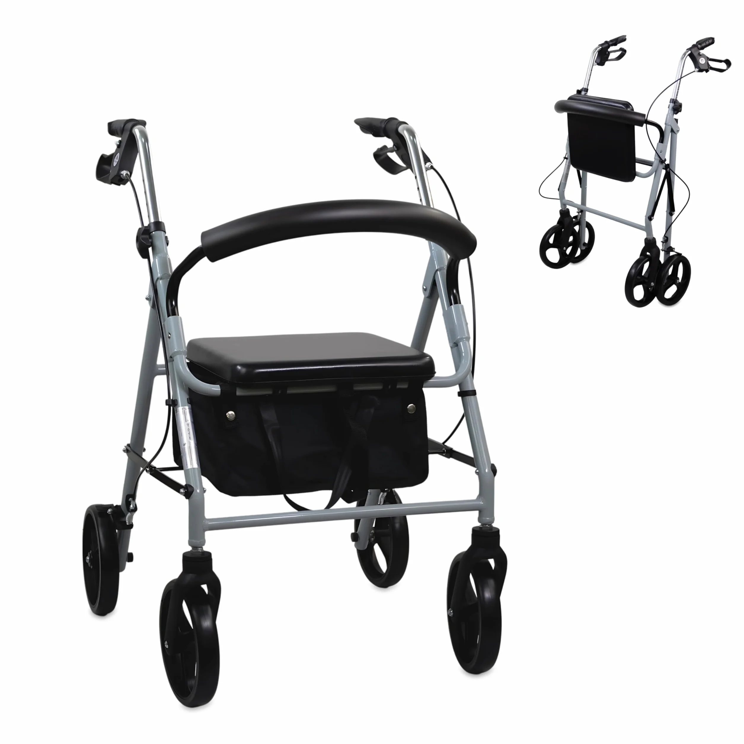 Mobiclinic® Sofia Rollator z 4 kółkami Chodzik Aluminium Składany Siedzisko Szary