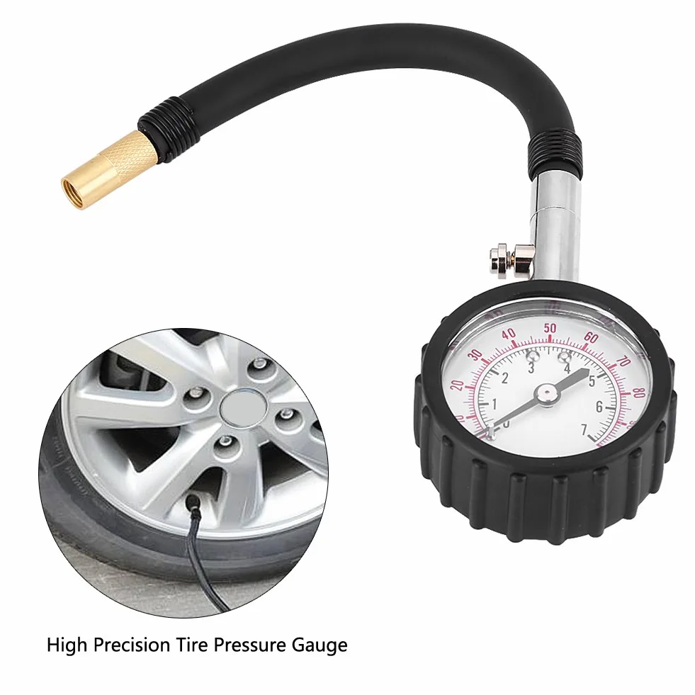 Akozon - Manometr do opon samochodów osobowych, ciężarowych, motocykli, rowerów (0-100psi, 0-7kg / cm2)