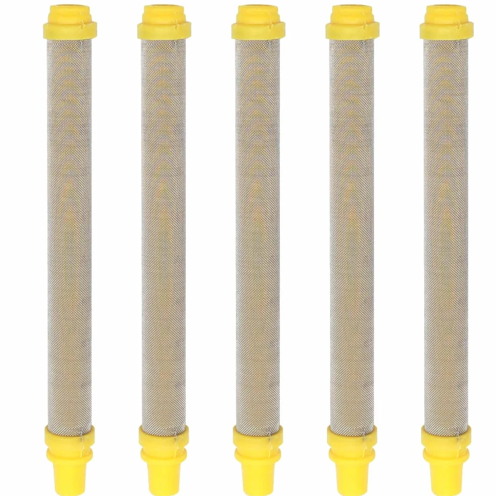 5 sztuk Filtr bezpowietrzny 100 Mesh Filtr do pistoletu bezpowietrznego ze stali nierdzewnej odpowiedni do pistoletu natryskowego Wagner Airless Paint Spray Gun(żółty)