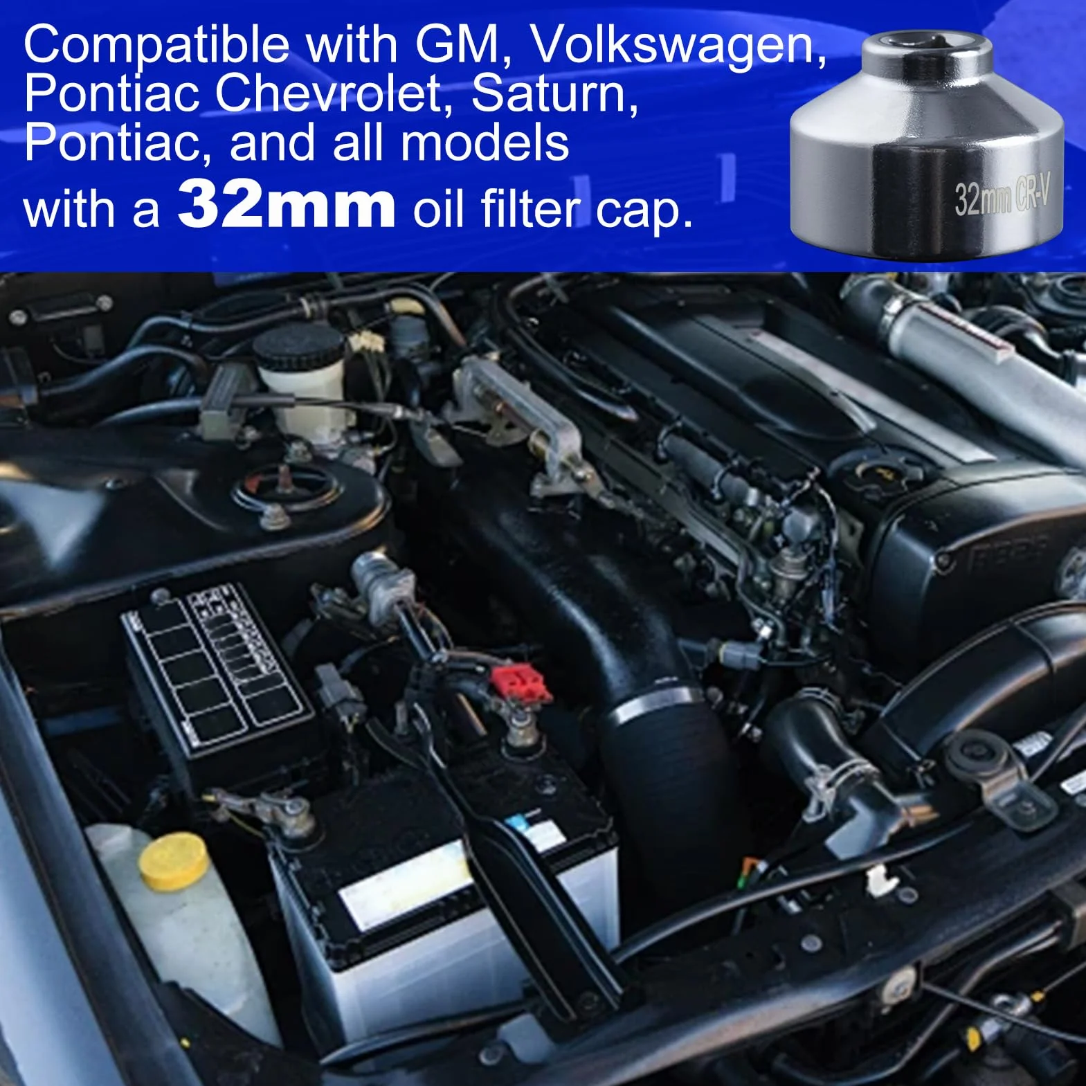SPEEDWOX Klucz nasadowy filtra oleju 32 mm niskoprofilowy klucz do filtra oleju narzędzie do usuwania filtra oleju 6-punktowe gniazdo napęd 3/20.3 cm kompatybilny z GM, Volkswagen, Pontiac Chevrolet