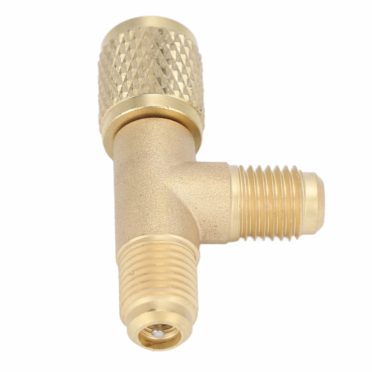 Ejoyous Adapter rdzenia zaworu T rdzeń zaworu mosiądz 1/4" SAE stabilna konstrukcja stabilna wydajność szybki dostęp do złącza koszulka do R22 R12 R134