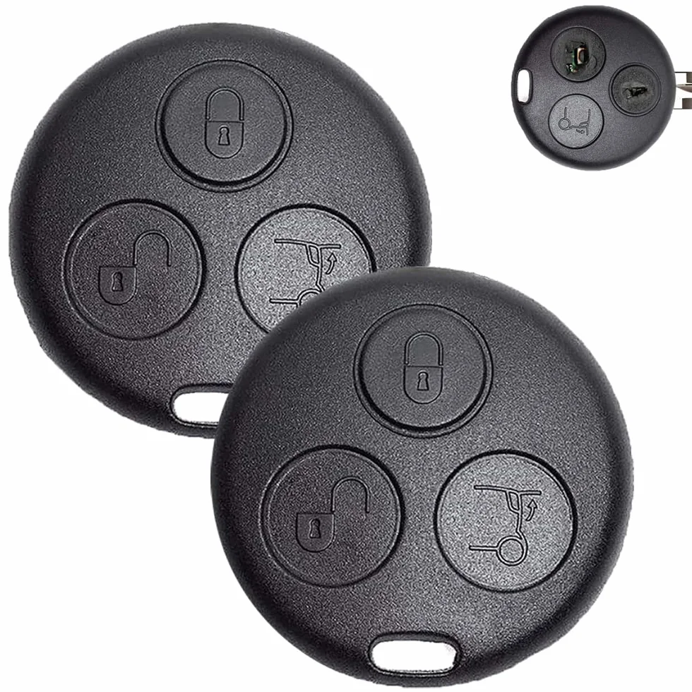 Etui na kluczyki samochodowe kompatybilne z Smart Fortwo 450 MC01 Roadster Cabrio Coupe 98-07, obudowa kluczyka samochodowego, zamiennik kluczyka radiowego, 2 sztuki