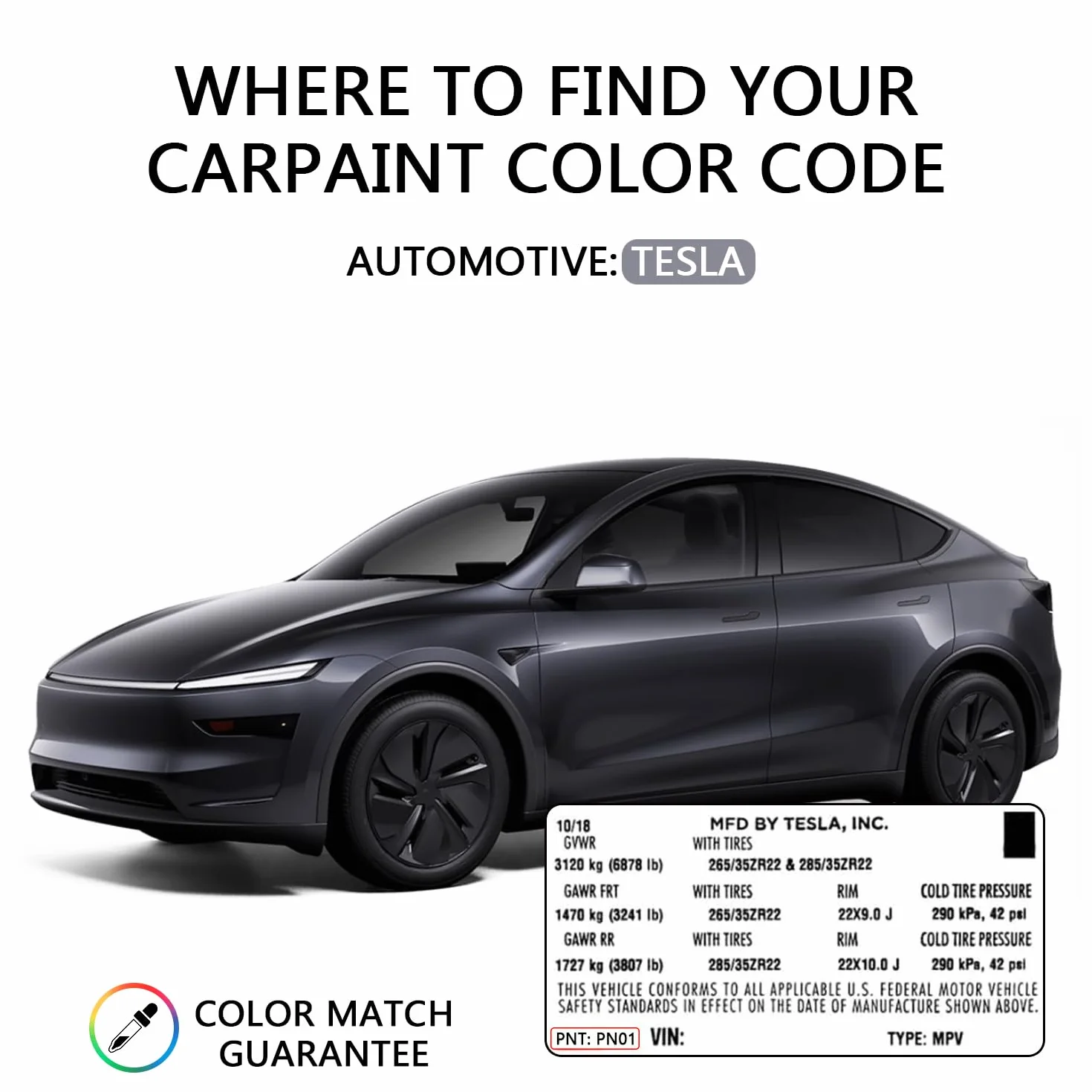 TOPABYTE Lakier retuszowy do model Y, Juniper 3, Highland X, S, Długopis do retuszu, naprawa graffiti lakierów, marker Stealth Grey - PN01