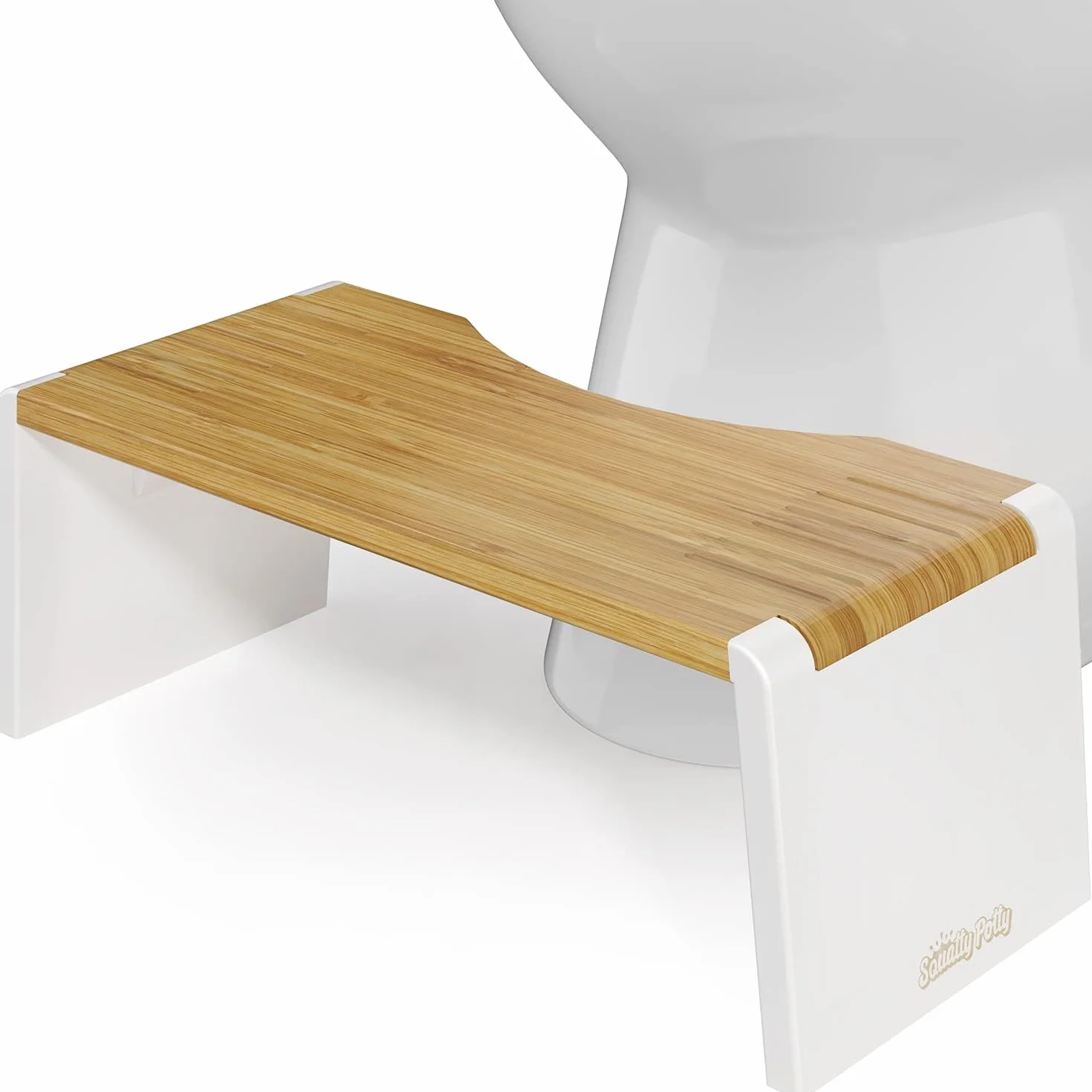 Squatty Potty Stockholm SP-BAMBOO-STOCKHOLM Składany Stołek Bambusowy 7 Cali Brązowy Biały