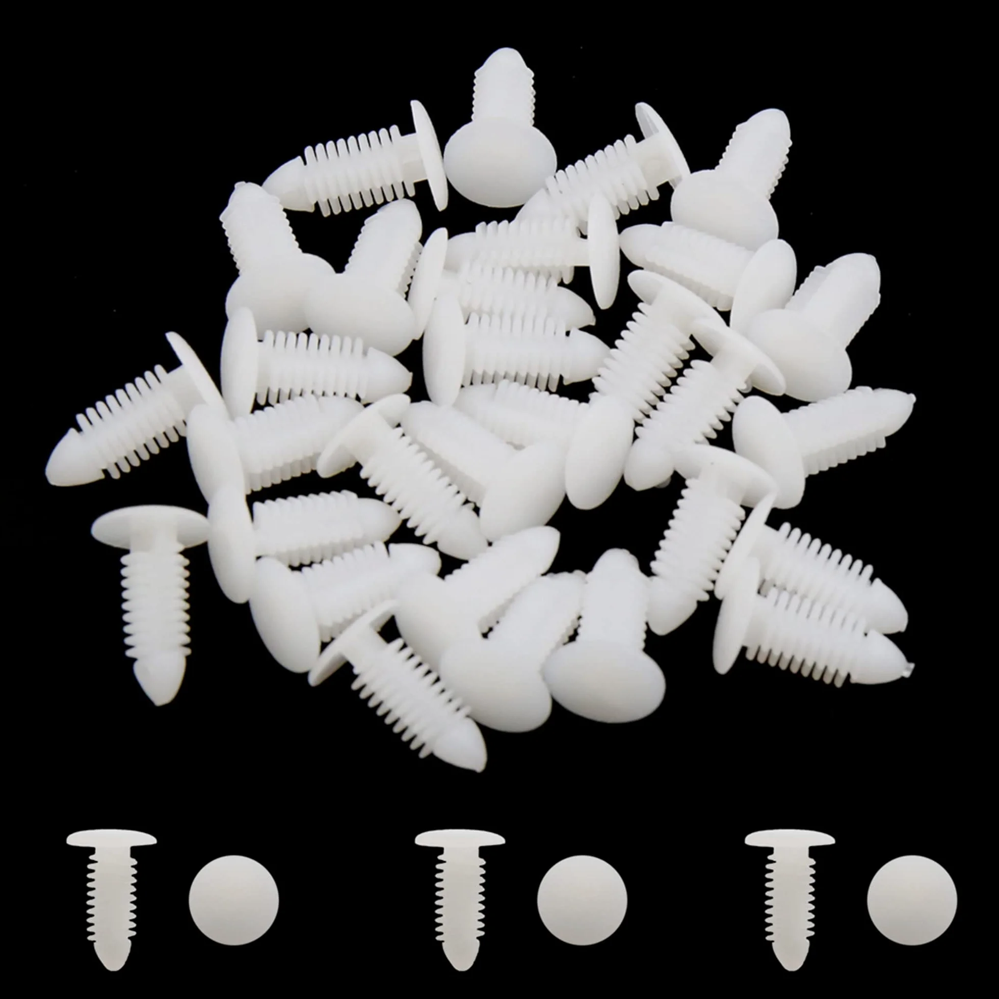 sourcingmap 30 szt. białych plastikowych nitów chroniących przed zachlapaniem klipsy mocujące 7,5 x 6,5 mm