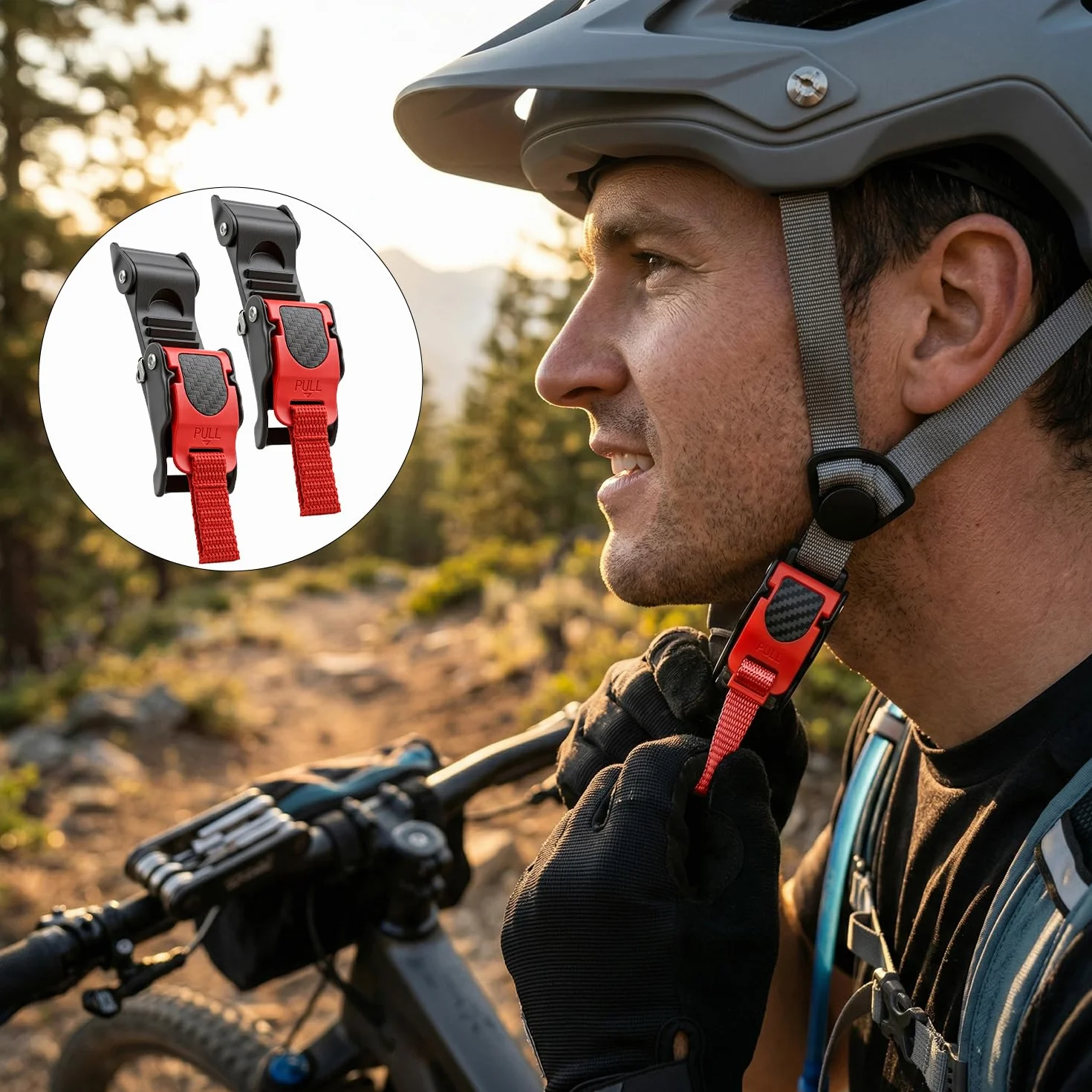 QWORK® 3 sztuki uniwersalne zapięcia do kasku rowerowego z szybkim uwalnianiem