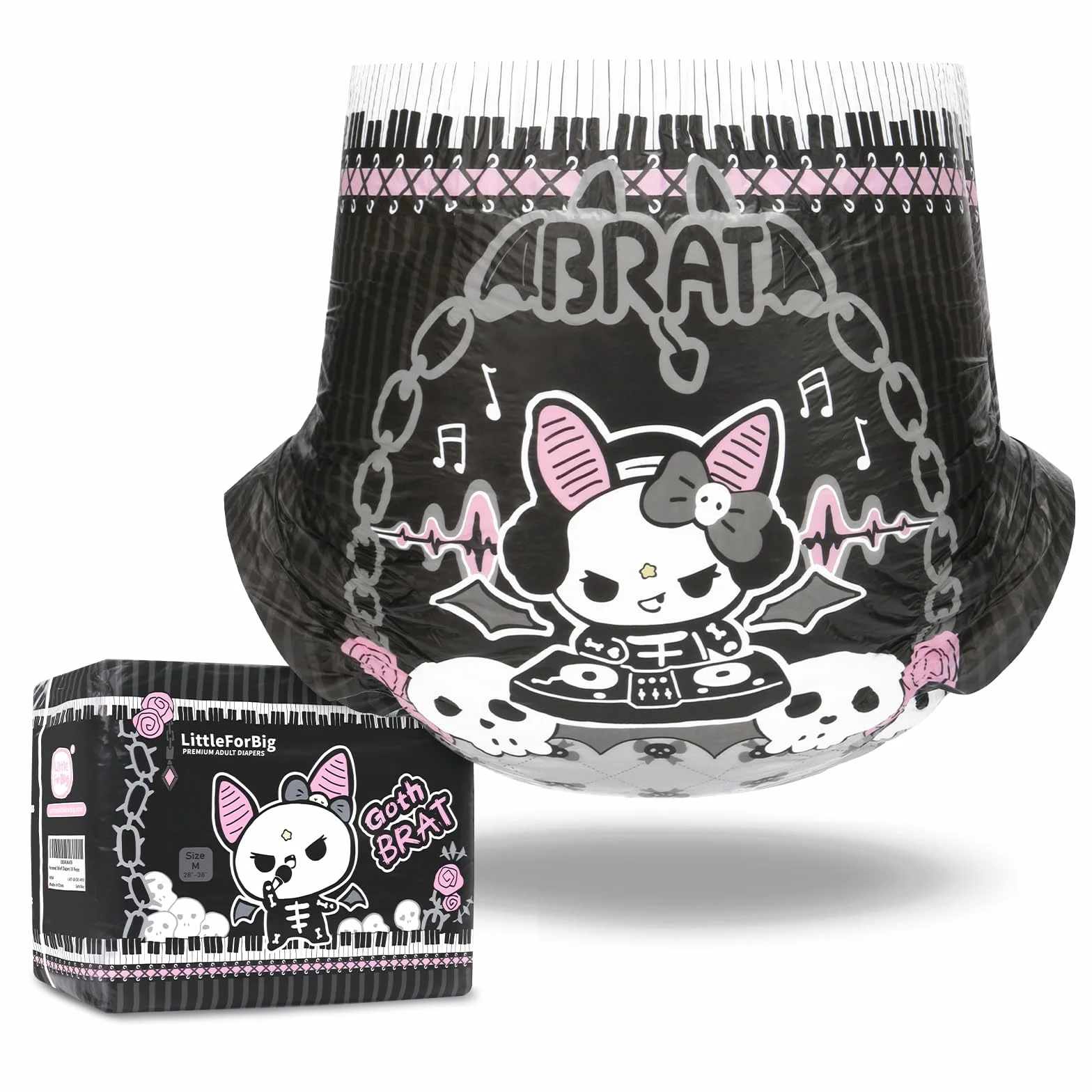 LittleForBig Chłonny Ultra 7000 ml Pielucha dla dorosłych 10 sztuk Goth Brat XL