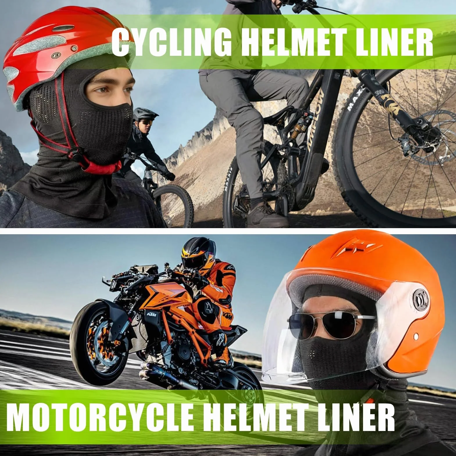 Kominiarka motocyklowa Balaclava do jazdy na rowerze, maska narciarska, oddychająca, odprowadzająca wilgoć, dla mężczyzn i kobiet, 4 warianty noszenia, unisex, na wiosnę, jesień i zimę