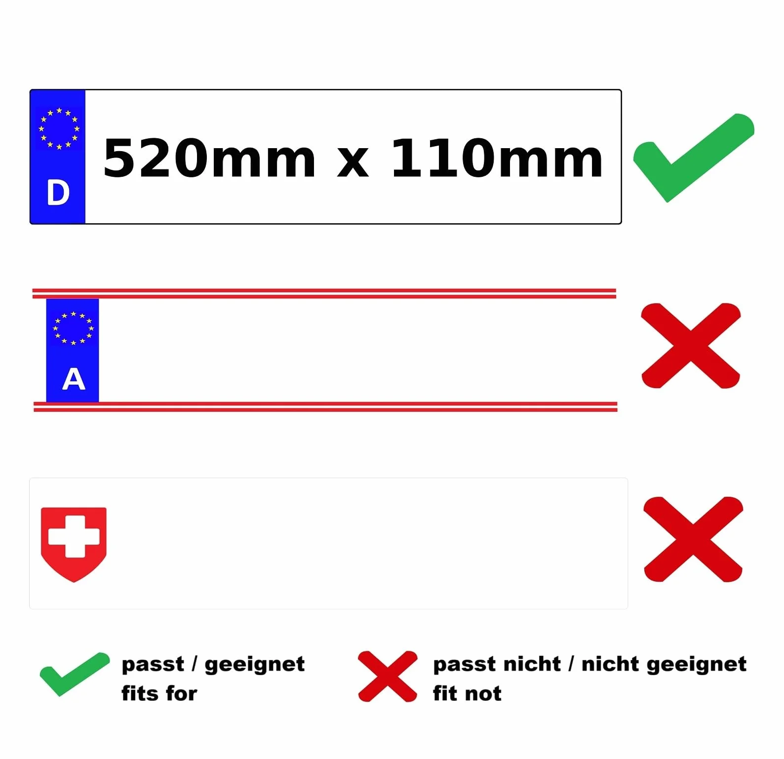 L & P Car Design Uchwyt tablicy rejestracyjnej, bez ramy, bez widocznych punktów mocowania, czarny, 2 sztuki, tworzywo sztuczne