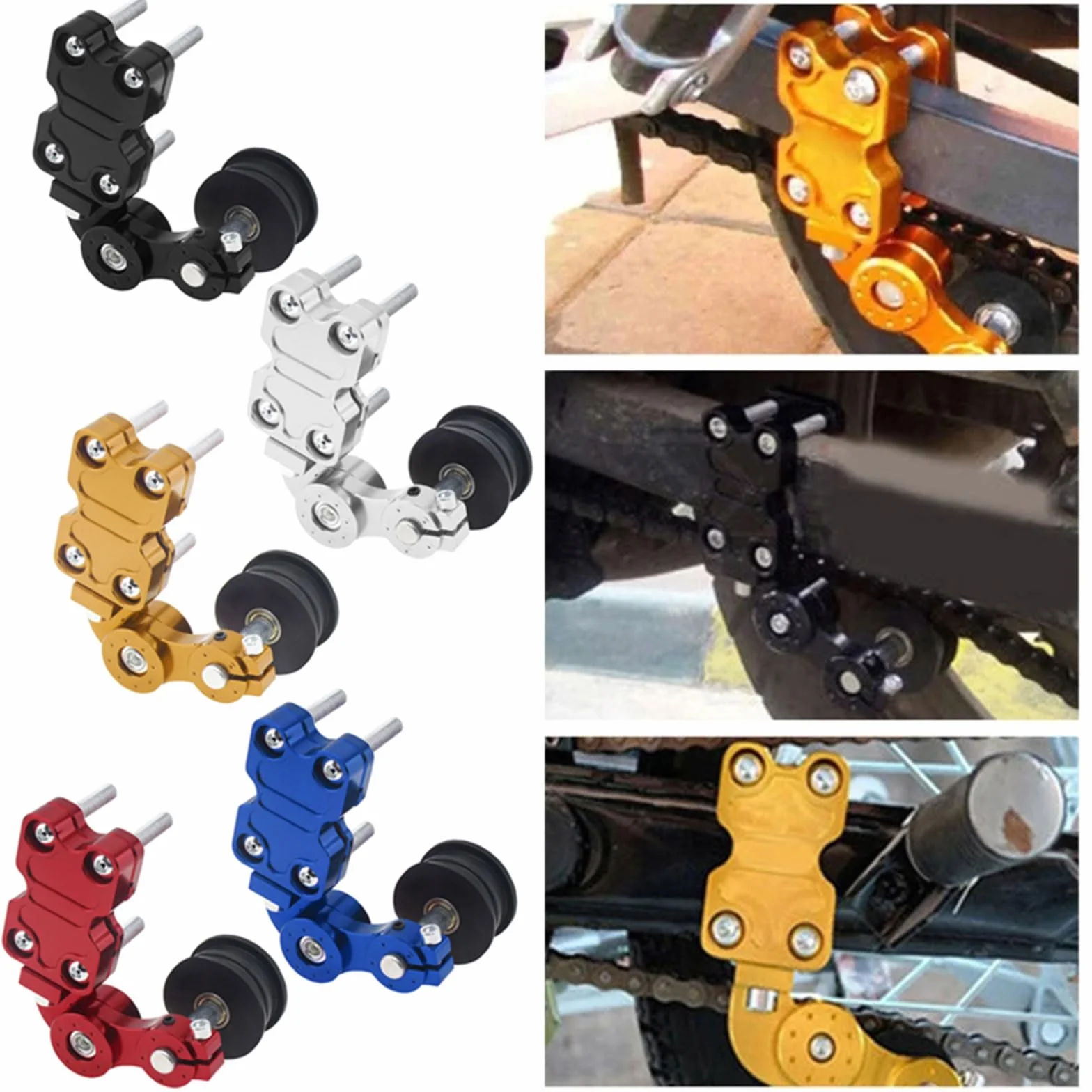 Windance Napinacz łańcucha regulacyjnego do motocykla Chopper ATV (srebrny)