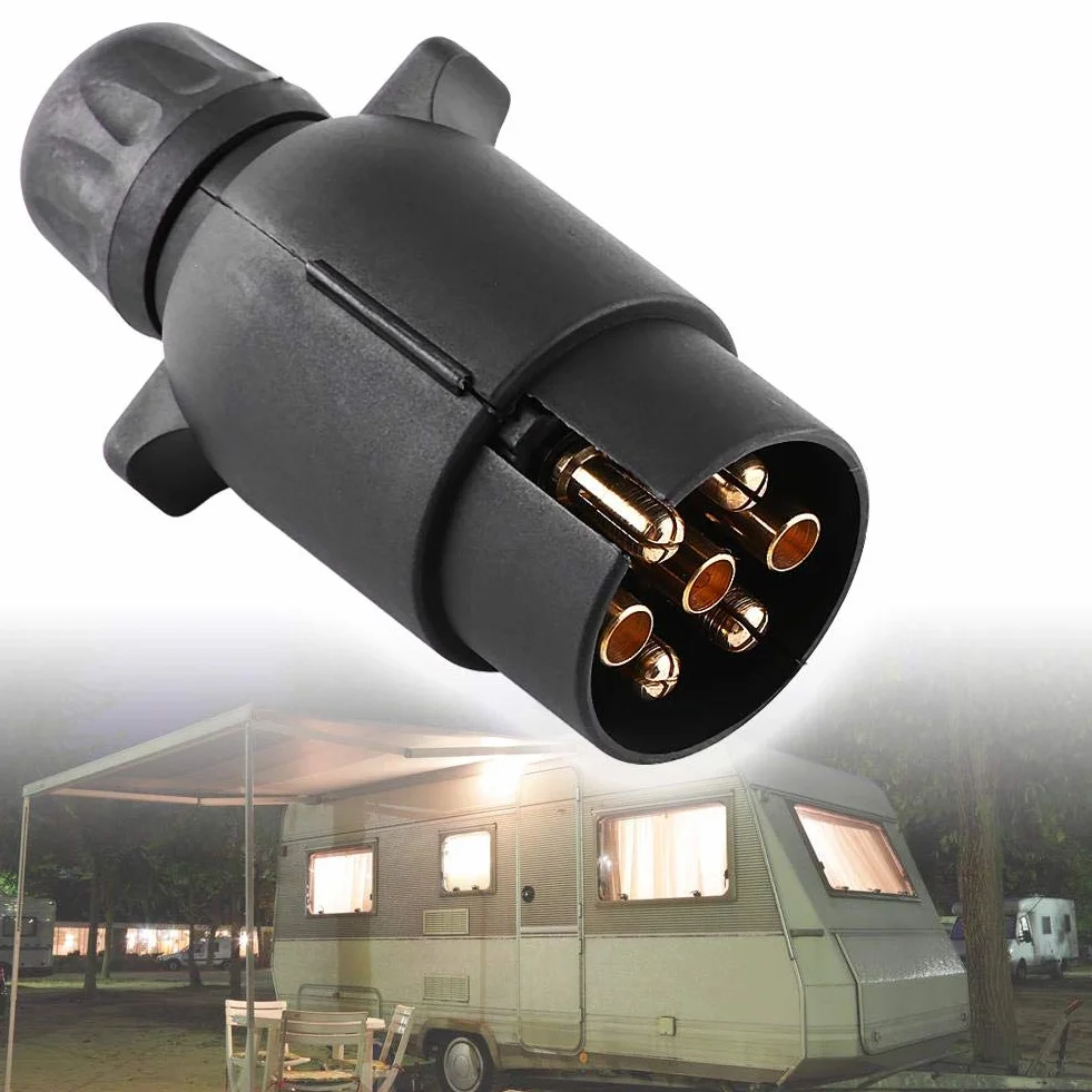 Suuonee Wtyczka przyczepy 12V 7-pinowa Typ N plastikowa czarna