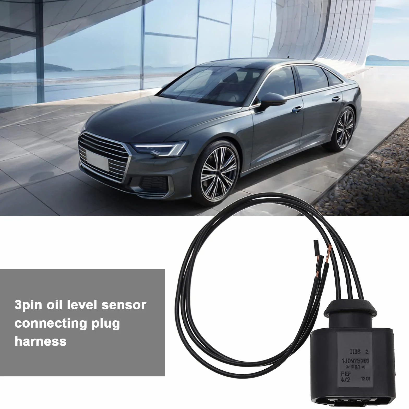 2 sztuki 3-biegunowych wtyczek czujnika poziomu oleju, wiązka przewodów (męska i żeńska), kompatybilna z Audi 1J0973703 8K0973703 3D0973703 części zamienne do samochodów