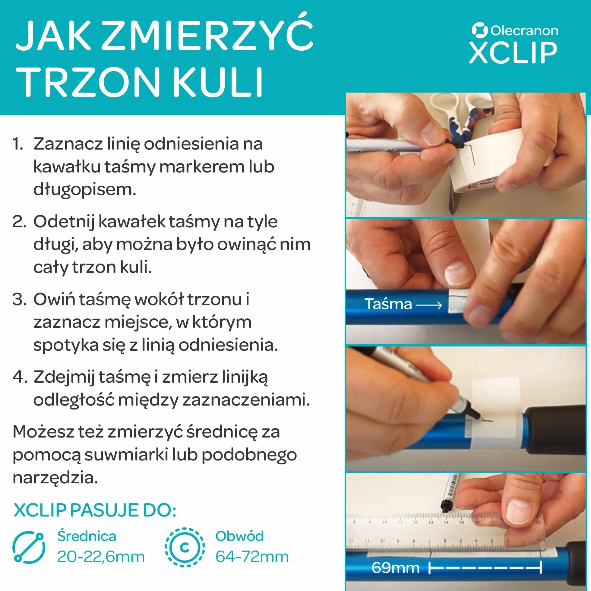 Podpórka pod pachami do okrągłych kijków do chodzenia 64-72 mm, konstrukcja X, lekki przenośny uchwyt