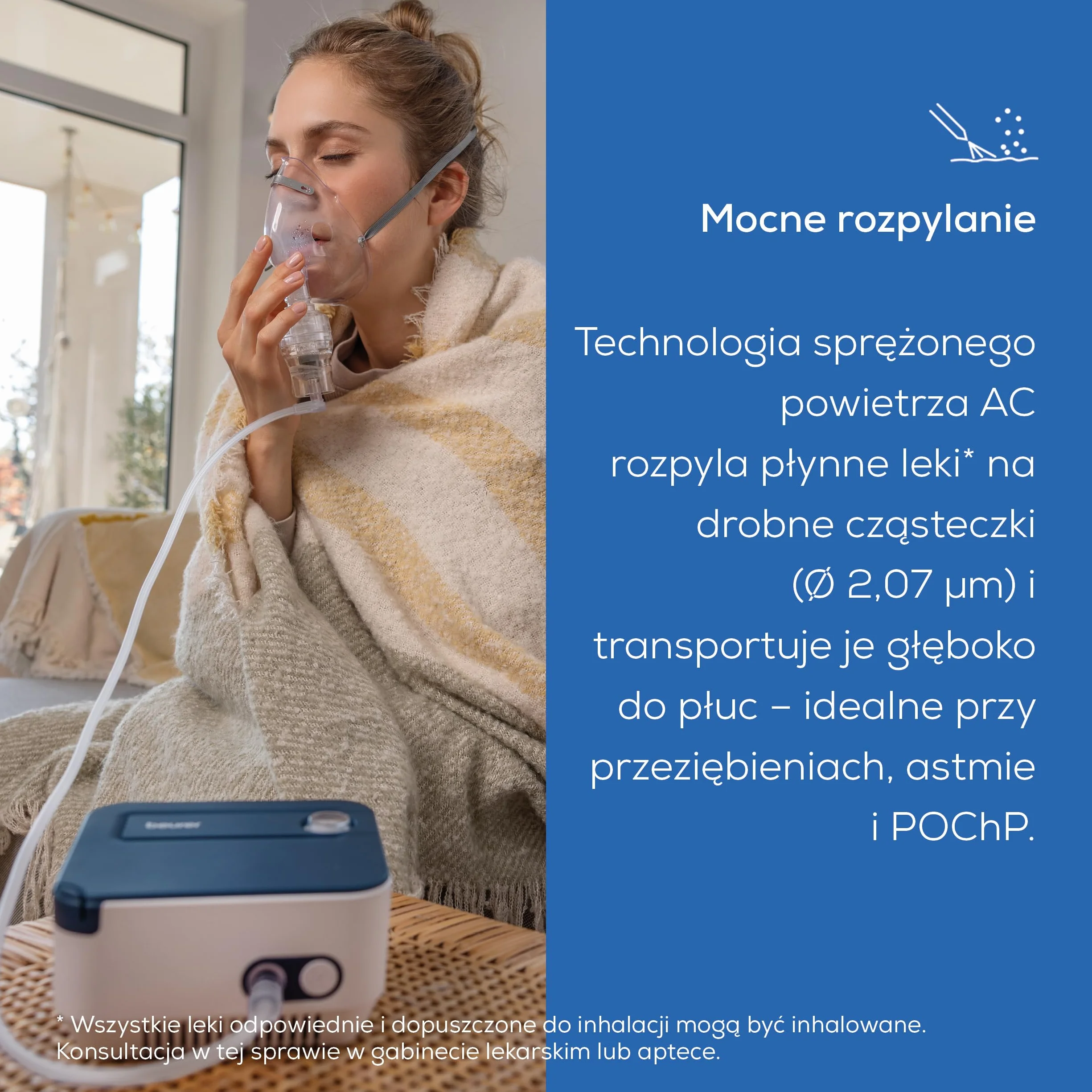 Beurer IH 16 Inhalator Kompaktowy Sprężonego Powietrza do Leczenia Dróg Oddechowych dla Dorosłych i Dzieci