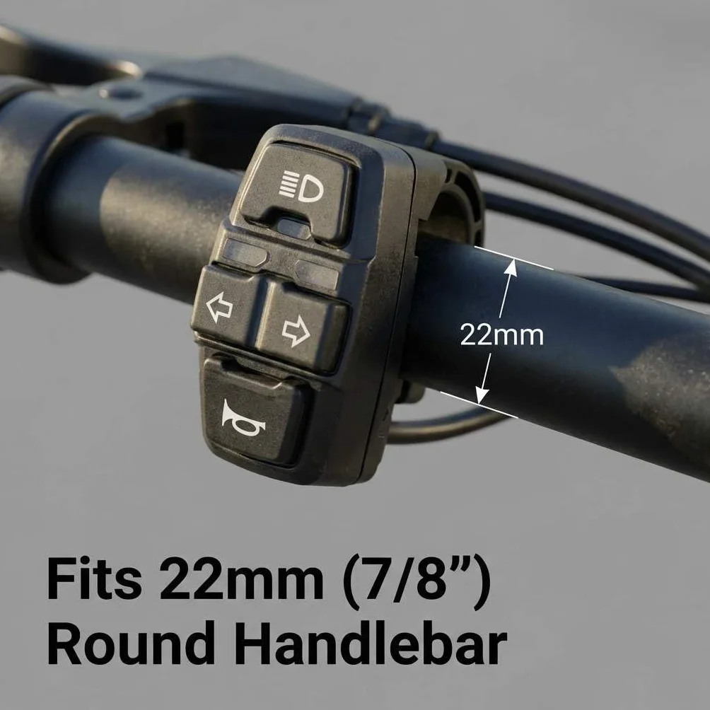 QWORK® Motorcycle Head Light Turn Switch, 3-in-1 Bike Headlight Horn on/Off Control Switch, 7/8" Motorcycle Handlebar Control Switch, for Scooter Electric Bike