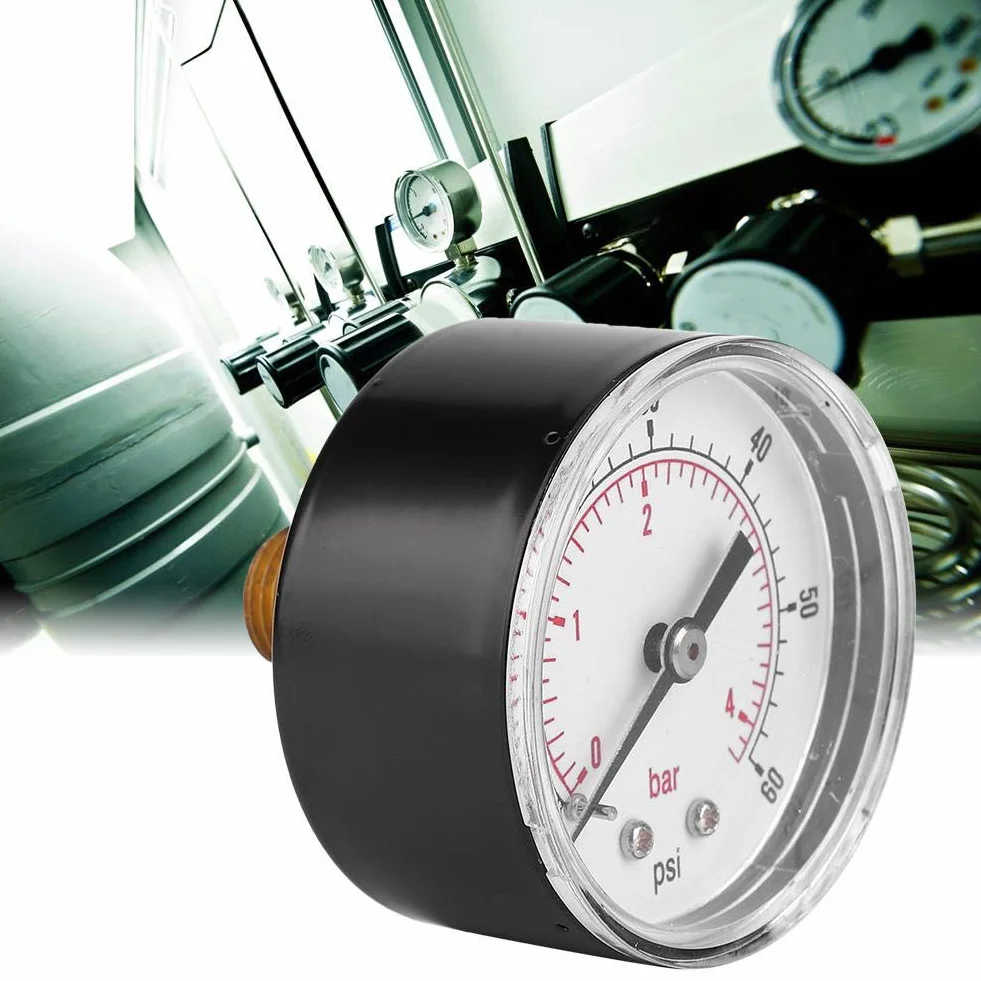 Manometr, tarcza 50 mm Osiowy manometr 1/4 BSPT do powietrza, wody, oleju i gazu (0-60 psi 0-4 bar)