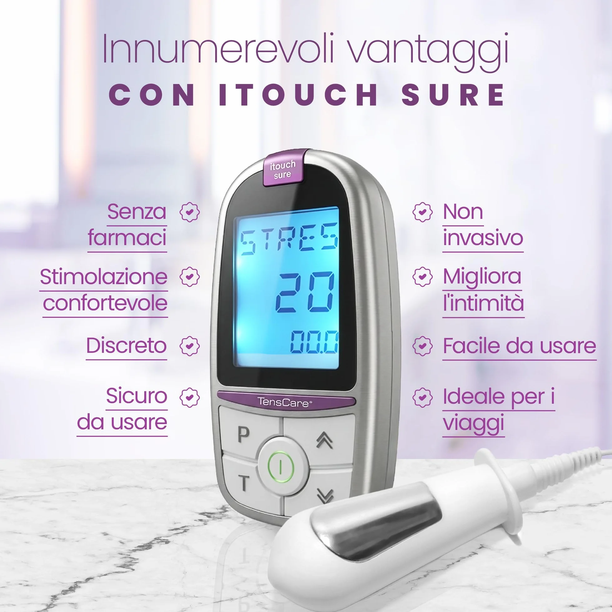 Tenscare Itouch Sure Go water based lubricant device against leaks incontinence