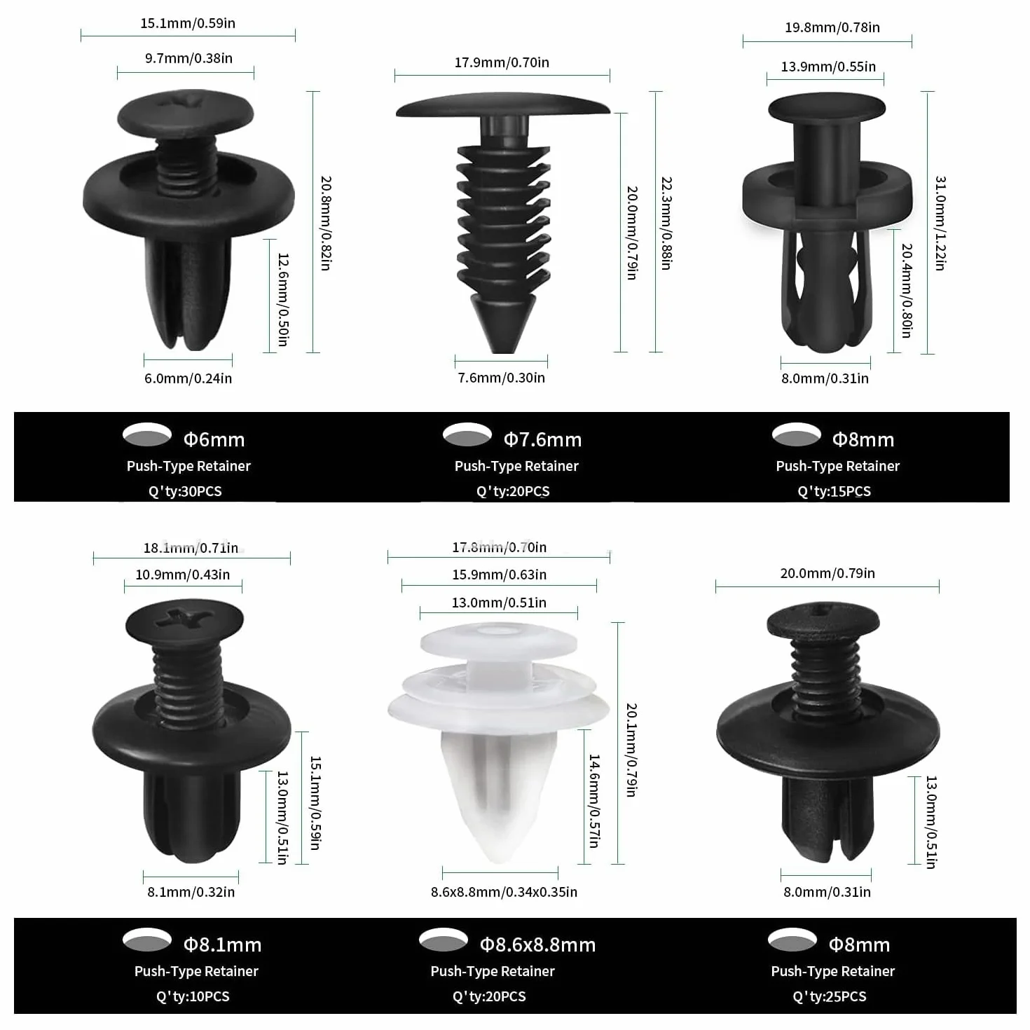 125 sztuk Nity Plastikowe, Uniwersalne Auto Nity Plastikowe Klipy Nit Trim Clamp Drzwi Samochodowe Zderzak Plastikowy Panel Sealing Strip Stałe Klipy z Demontaż Narzędzie