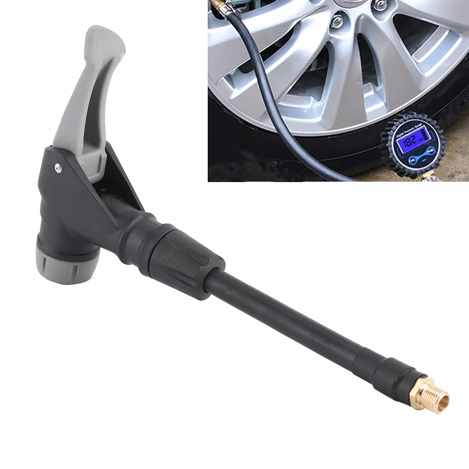 Socobeta Prosty adapter węża do pompowania z wtykowym złączem, adapter do pompki do opon Wysokiej jakości adapter węża do pompowania 2 w 1 z gumy do francuskiego zaworu nadmuchiwanego