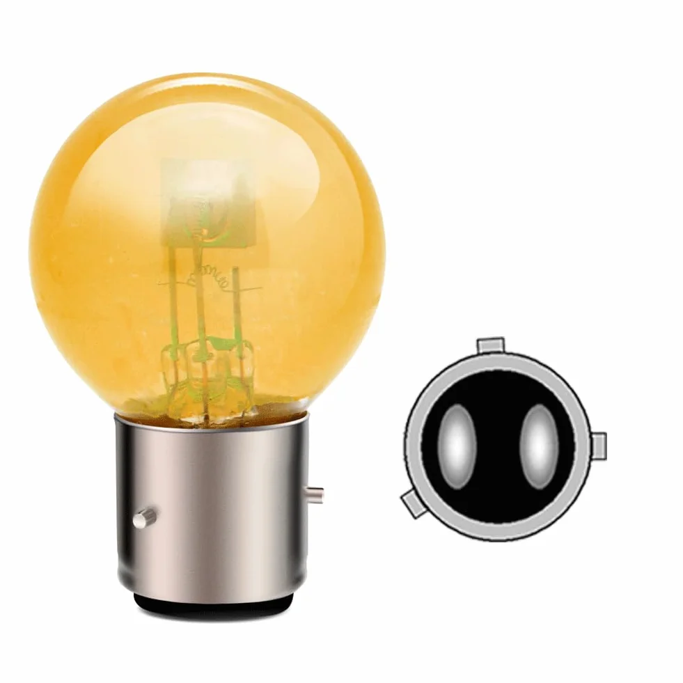 SOFOC Żarówka BA21D 6V 45/40W Halogenowa Motocyklowa G40 Żółty Bursztynowy Podwójny Włókien Światła Drogowe/Mijania 120° 3-Stykowa Podstawa Bagnetowa 1Szt