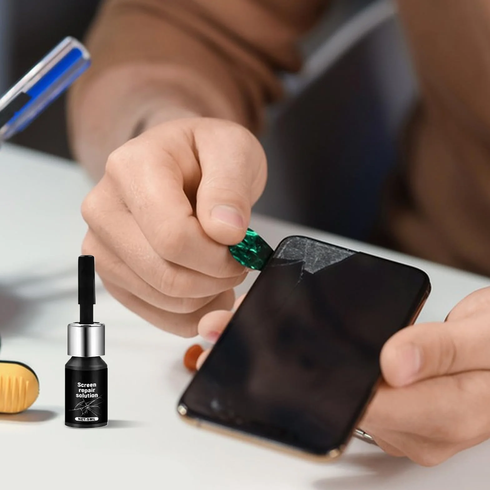 Płynne zadrapania do naprawy szkła, 5 ml, szybkie rozwiązanie do pęknięć pojazdu, uniwersalne z płynem naprawczym SUV, ciężarówka, samochód, szkło domowe, lustro, rama do mocowania uszkodzonych