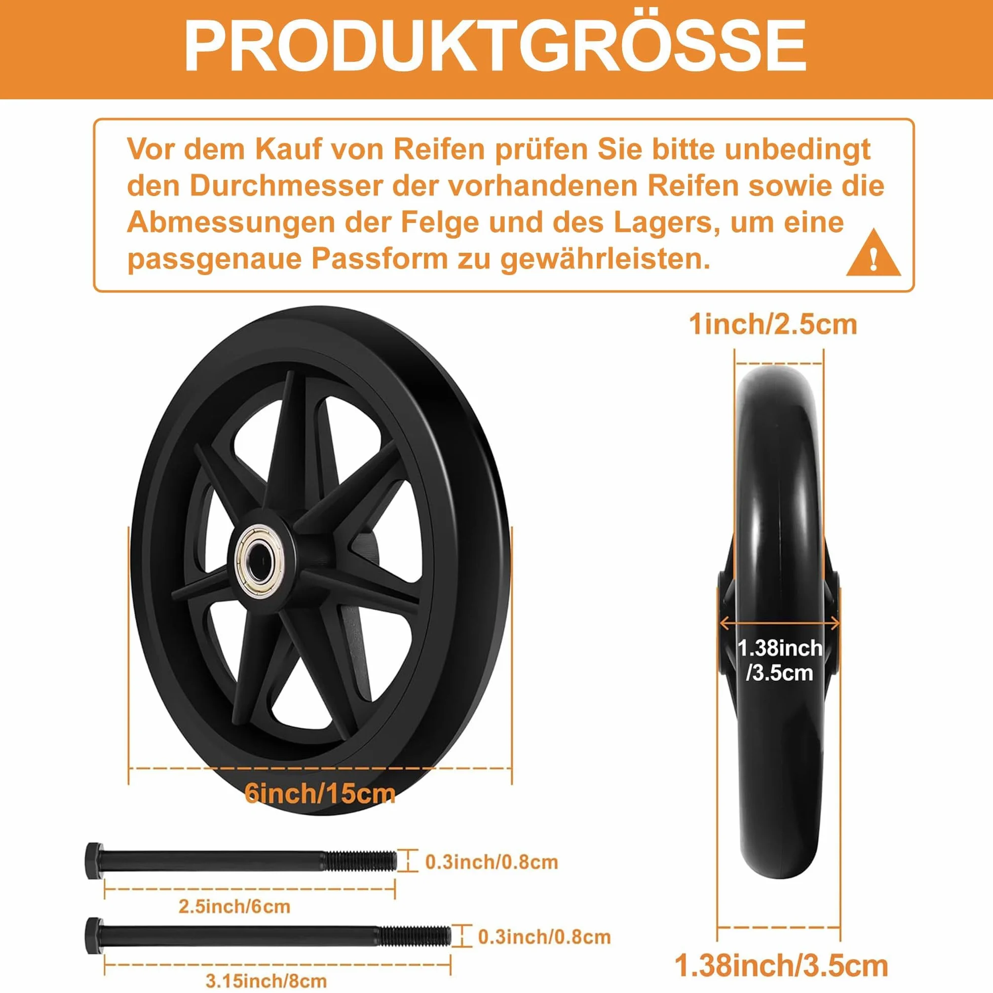 Koła zapasowe 150 mm gumowe PU odporne na zużycie 2 sztuki