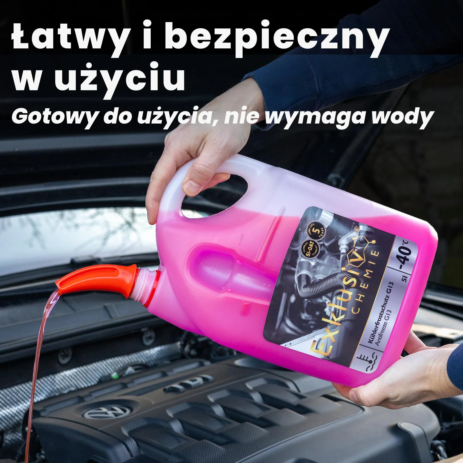 Exklusiv Chemie 5 liter G13 Radiator Antifreeze 5 år | Kylvätska bil till -40° | G13 Coolant car | Klar för användning | Långvarigt skydd av motordelar