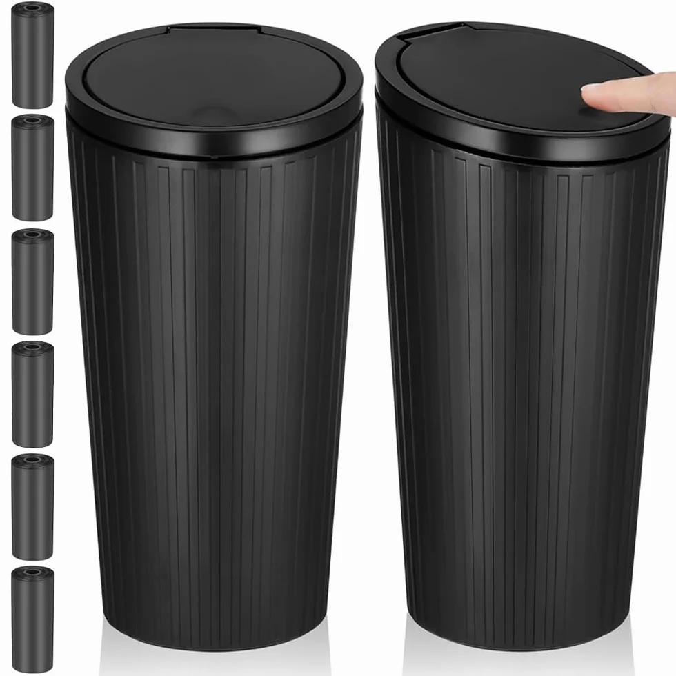 2 sztuki samochodowych pojemników na śmieci z pokrywką, mini kosz na śmieci, uchwyt na napoje, przenośny kosz na śmieci do samochodu, domu, biura, z 6 rolkami
