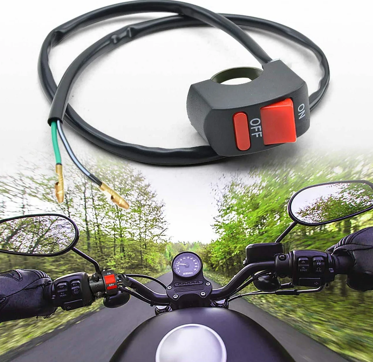 Greluma 2 sztuki przełączniki dźwigniowe na kierownicę motocykla Włącz/Wyłącz przycisk do tuningu rowerów i motocykli część na U5 U7 U2 LED reflektor skutera Elektromobil