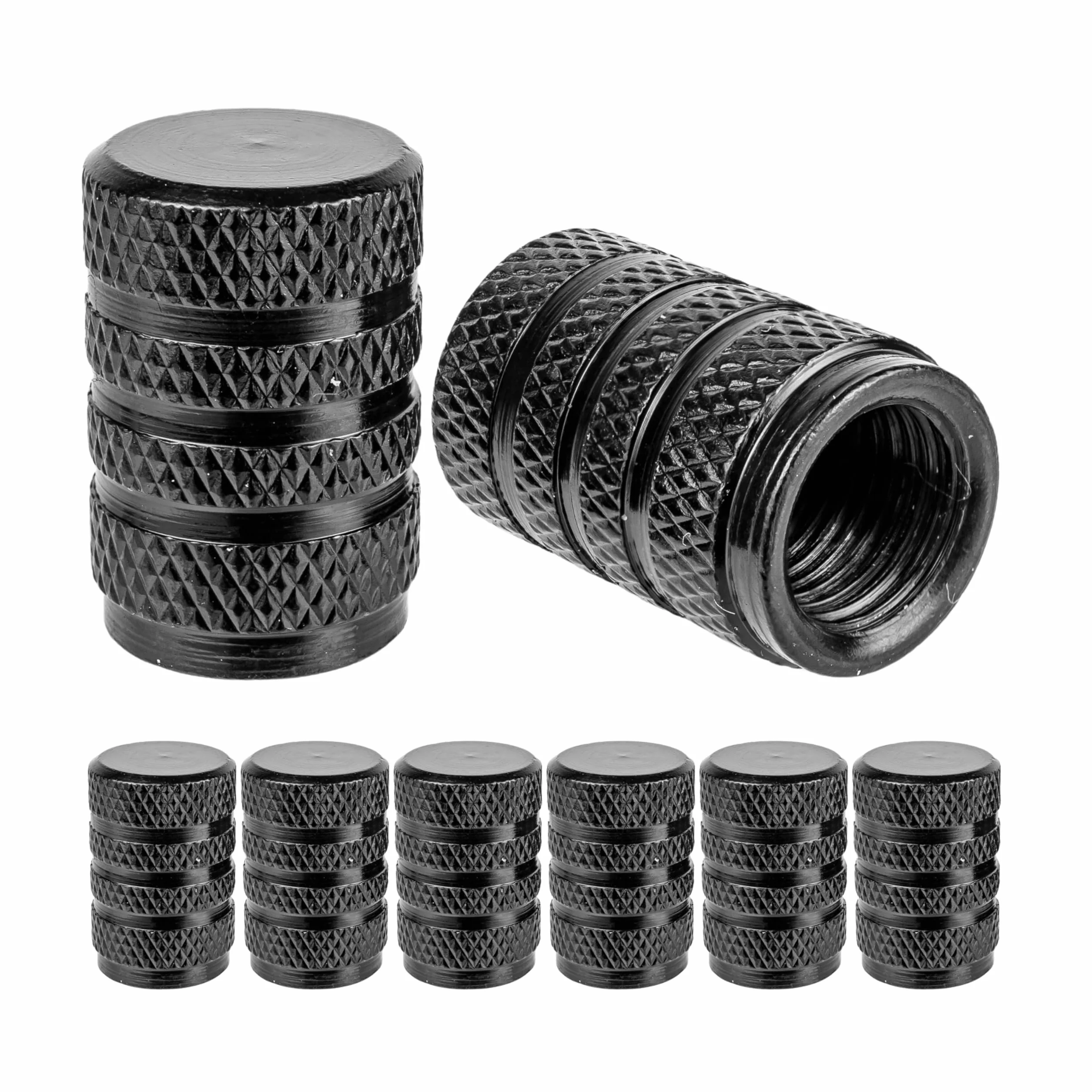 Nakrętki na wentyle wykonane z aluminium, 8 x czarne kapturki na wentyle samochodowe z uszczelką, do roweru, motocykla, samochodu, przyczepy, skutera, kapturki na wentyle samochodowe, 8 szt