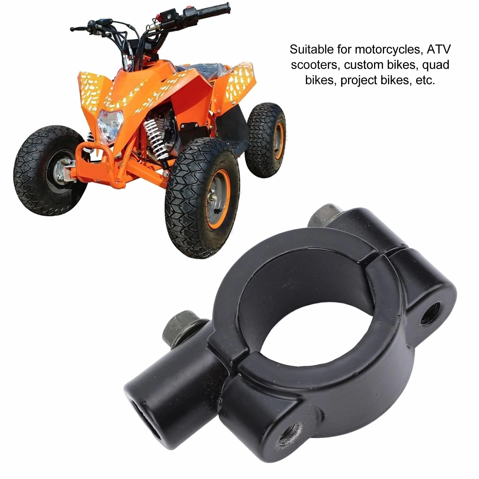 Zacisk do Mocowania Lusterek, 2 szt. 25 Mm Kierownica Motocykla Uchwyt do Mocowania Lusterek Zacisk Adapter Wspornika Uniwersalny do Motocykla ATV Skuter Project Bikes (Czarny M10)