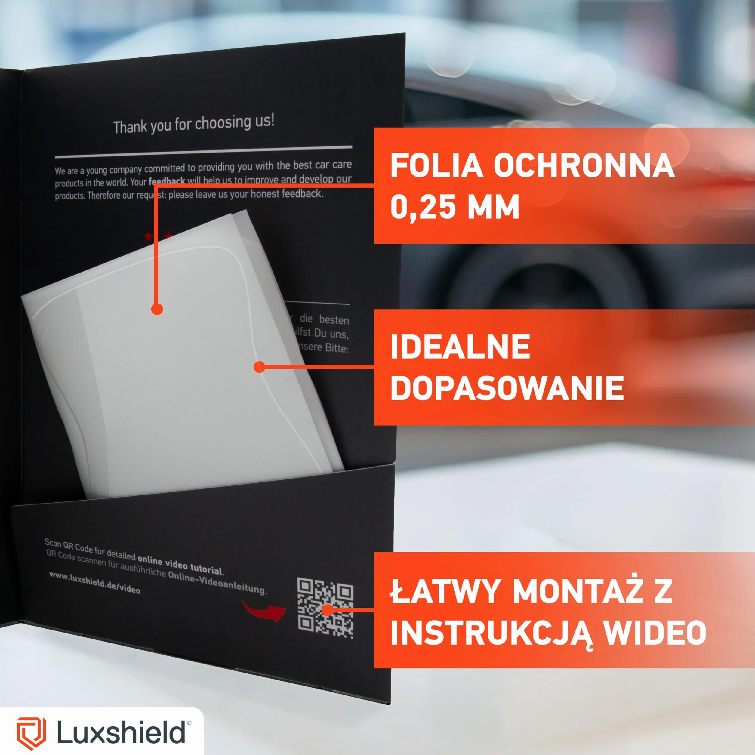 Luxshield folia ochronna na klamki kompatybilny z Ford Kuga 3 (III) ST-Line & Vignale I 2019-2026 - ochrona przed zarysowaniami, folia ochronna na lakier – przezroczysta błyszcząca
