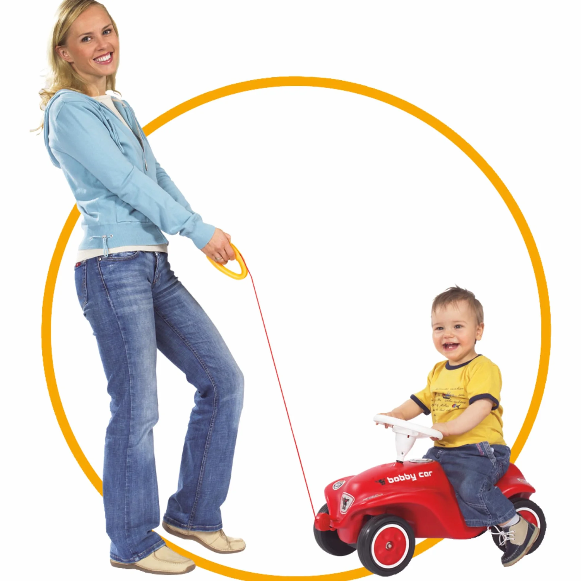 Big Spielwarenfabrik Bobby-Car Linka Holownicza, Czerwony/Żółty, 172 cm