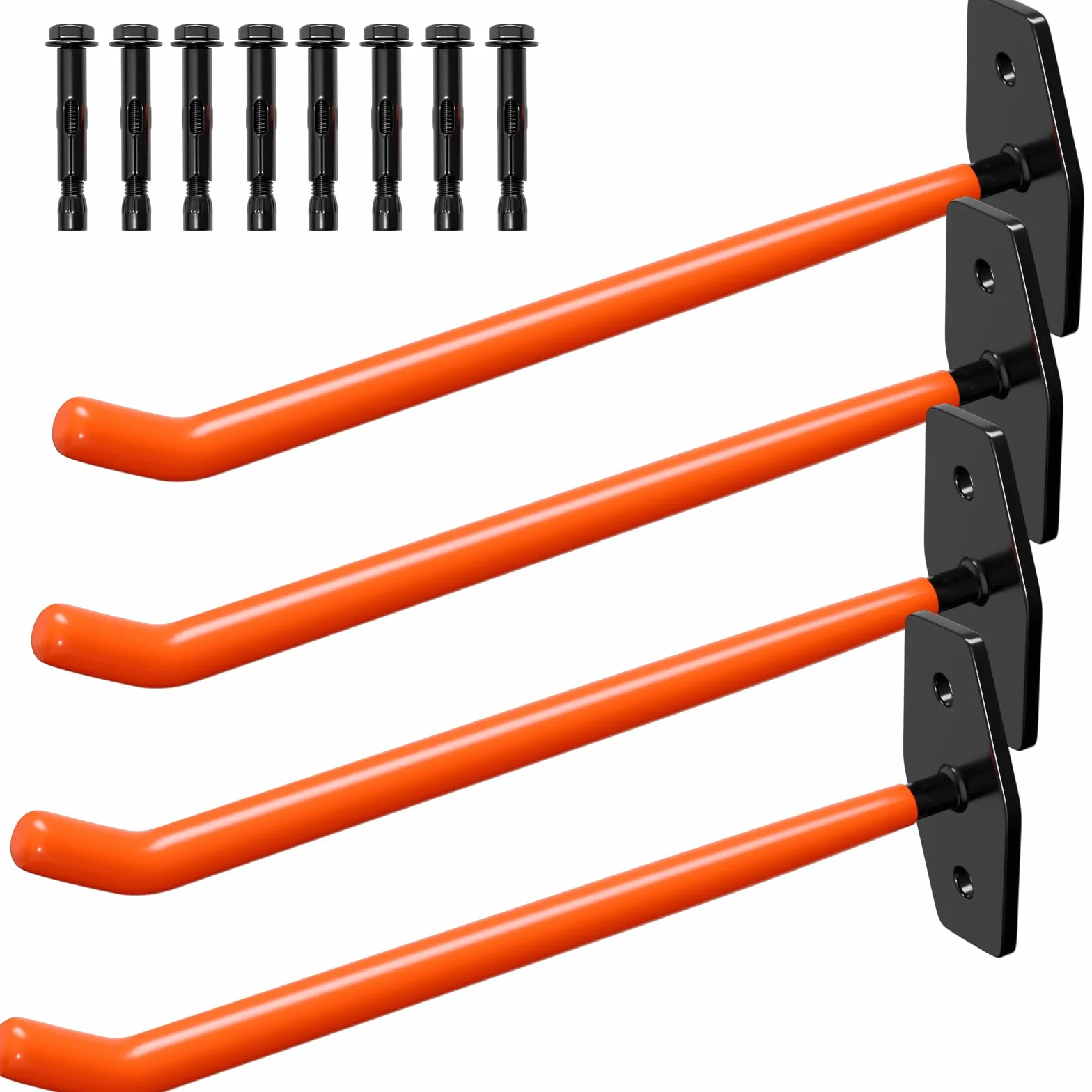 Wellgro uchwyt na opony ścienne, 4 sztuki, w zestawie metalowe śruby i kołki, uchwyt z gumową powłoką, uchwyt na felgi, uchwyt ścienny, ok. 27 x 9 x 5 cm – kolor do wyboru.
